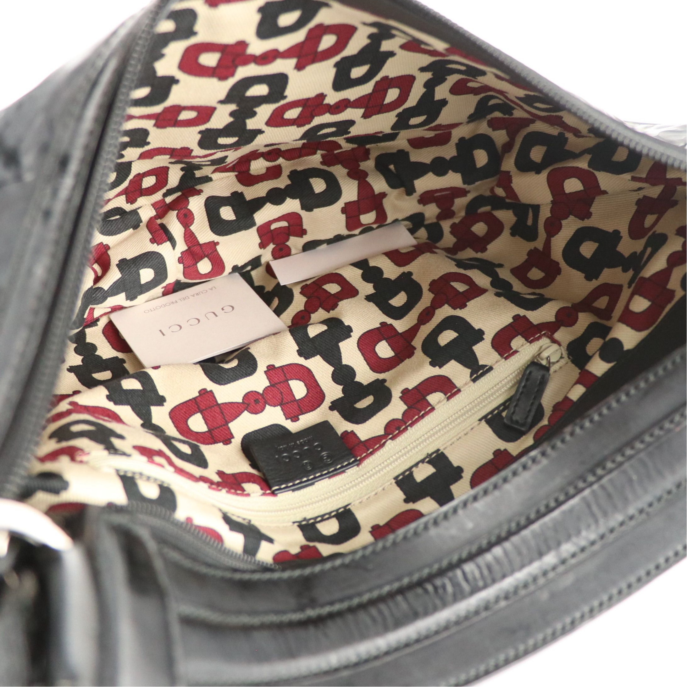 Gucci Medium Half Moon Hobo Shoulder Bag in Black Vinyl