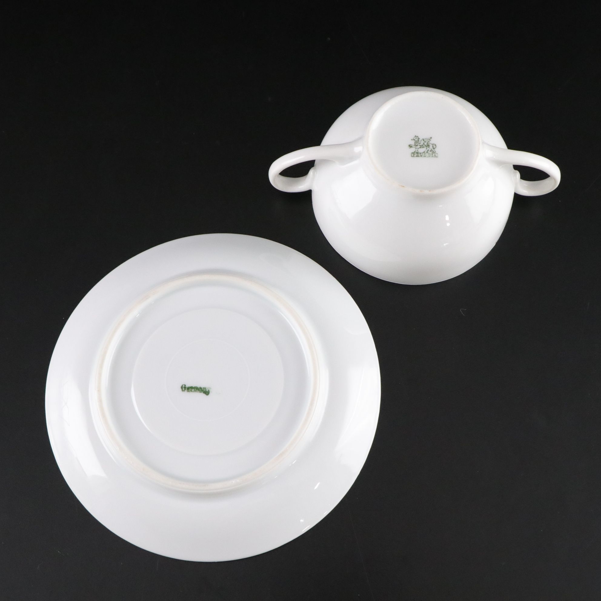 Prussia Cream Soup Cups & Saucers