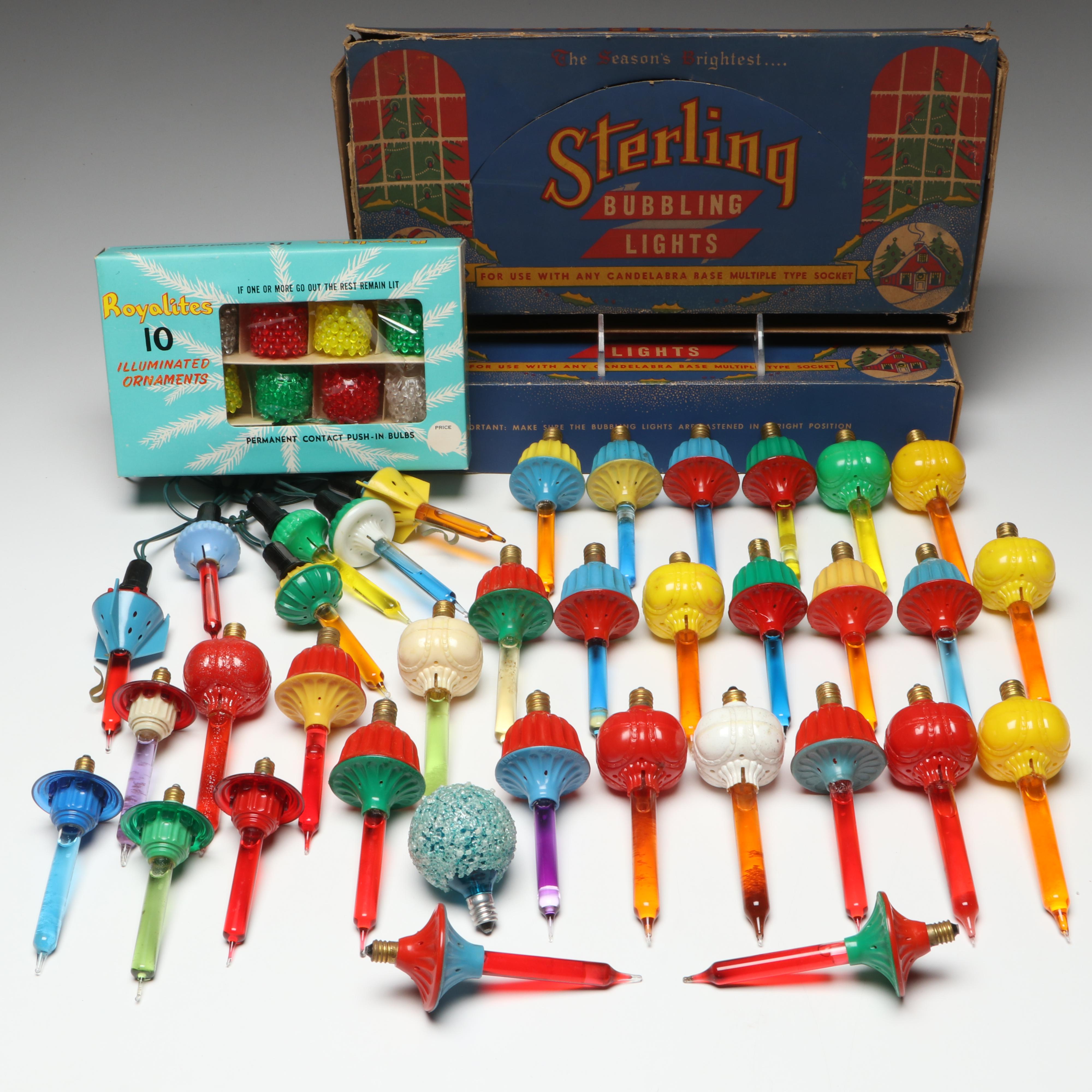 Sterling Bubble Lights and More Christmas Lights, Mid to Late 20th Century