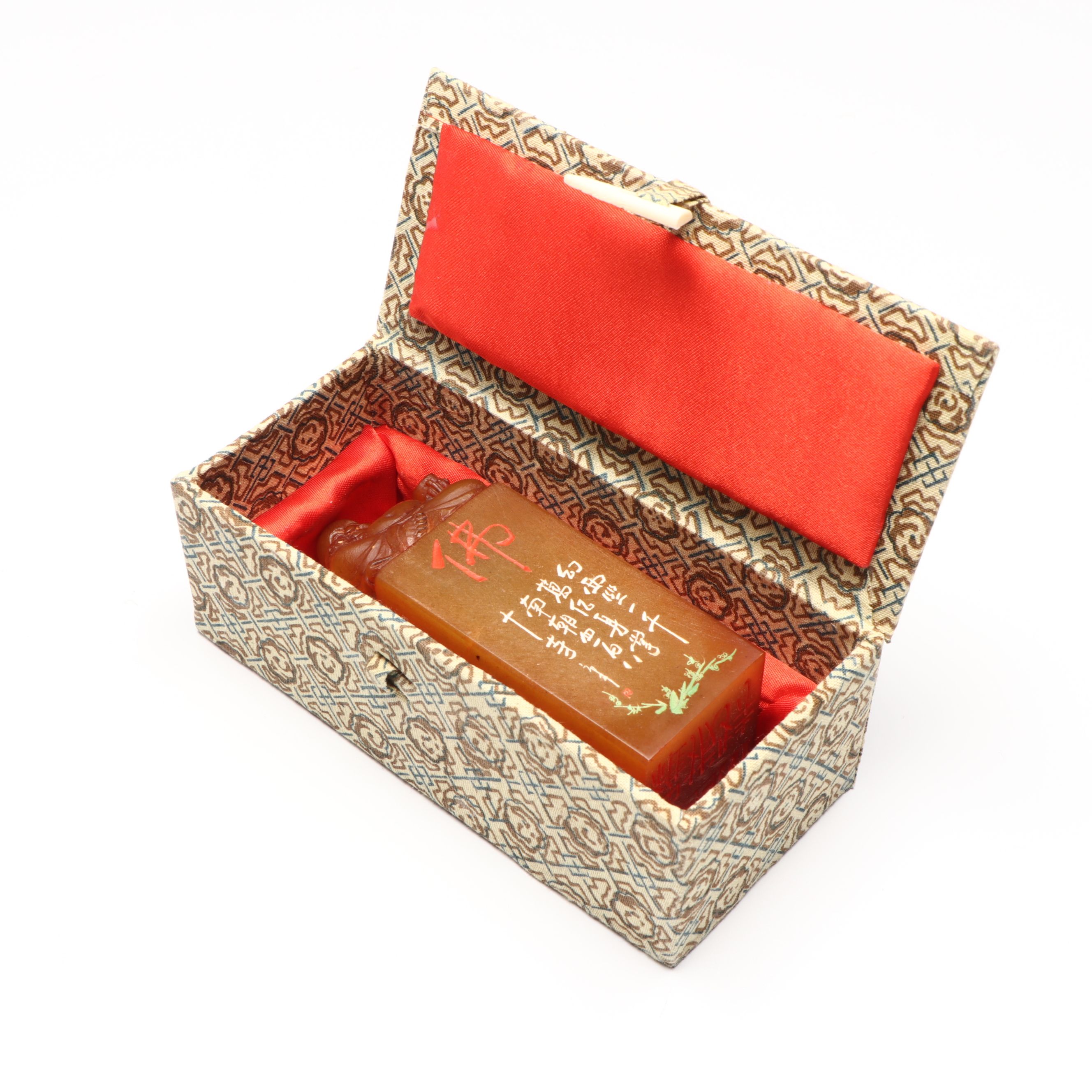 Budai and Standing Man Carved Soapstone Chop Seals