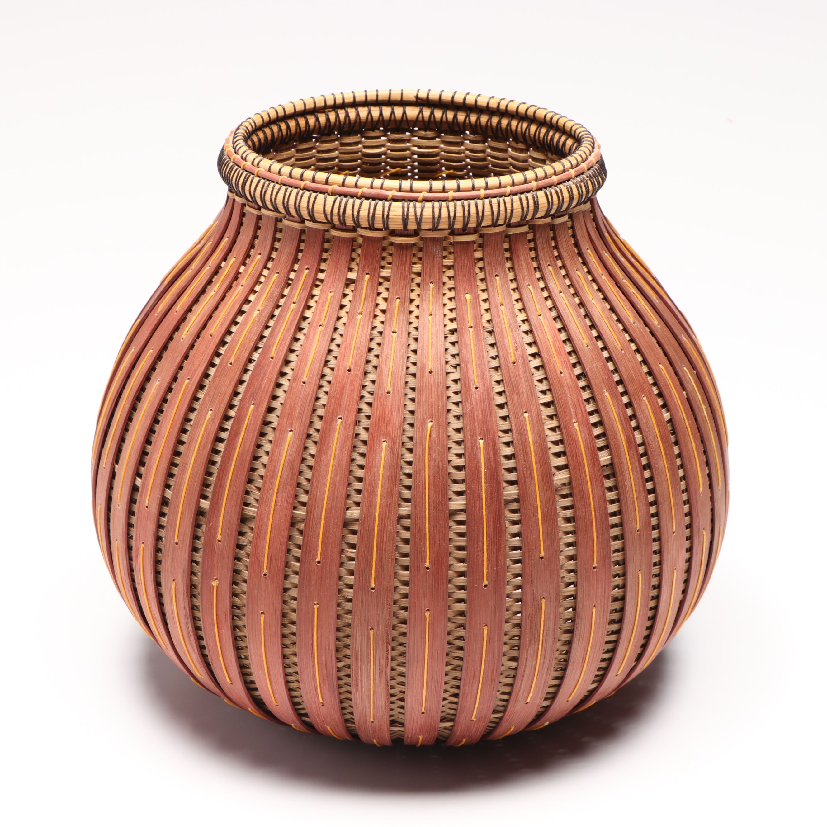 Leon & Sharon Niehues Handmade Woven Wood and Wicker Basket