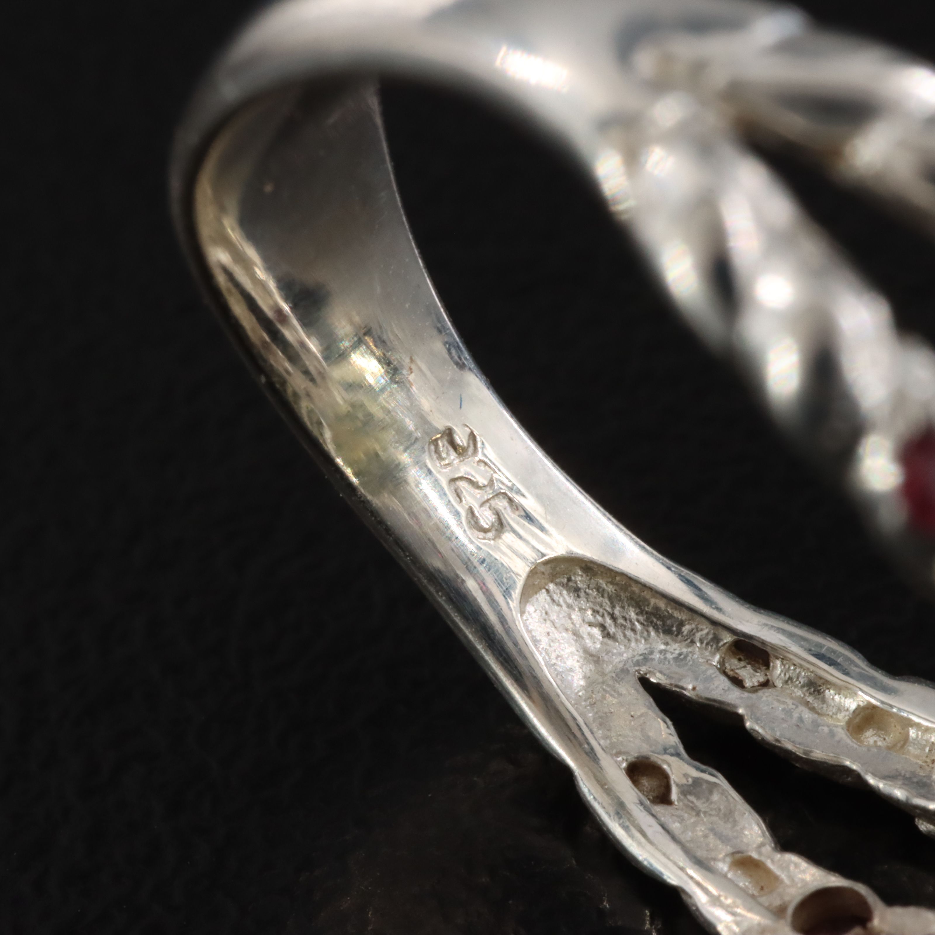 Sterling Lemon Quartz, Sapphire and Garnet Ring