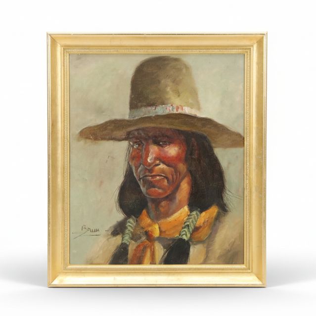 Jorge (Braun) Tarallo Oil Painting "Native American Man," Late 20th Century