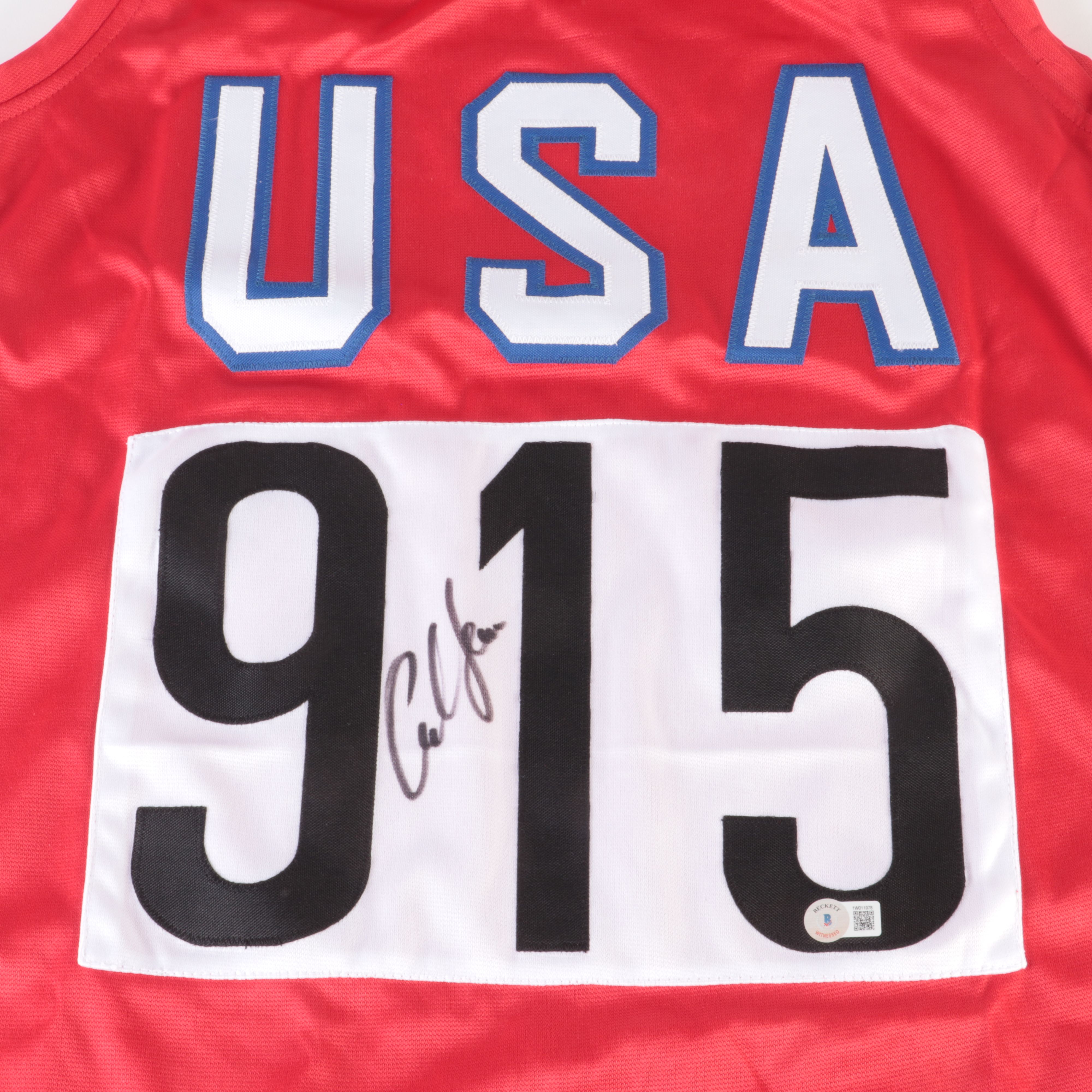Carl Lewis Signed Olympic Team USA Track and Field Jersey, Beckett