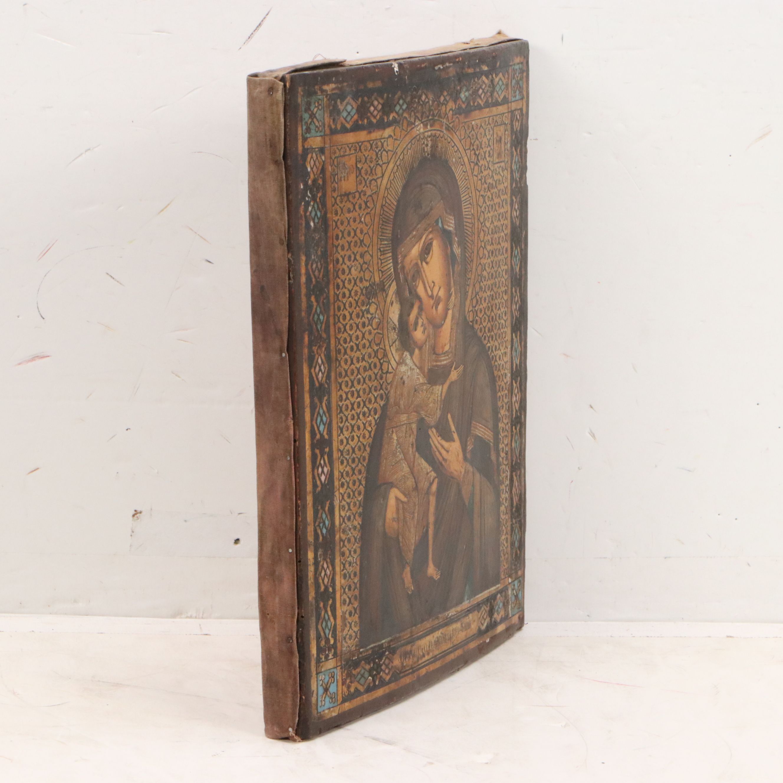 Russian Orthodox Tempera Icon of The Virgin of Tenderness