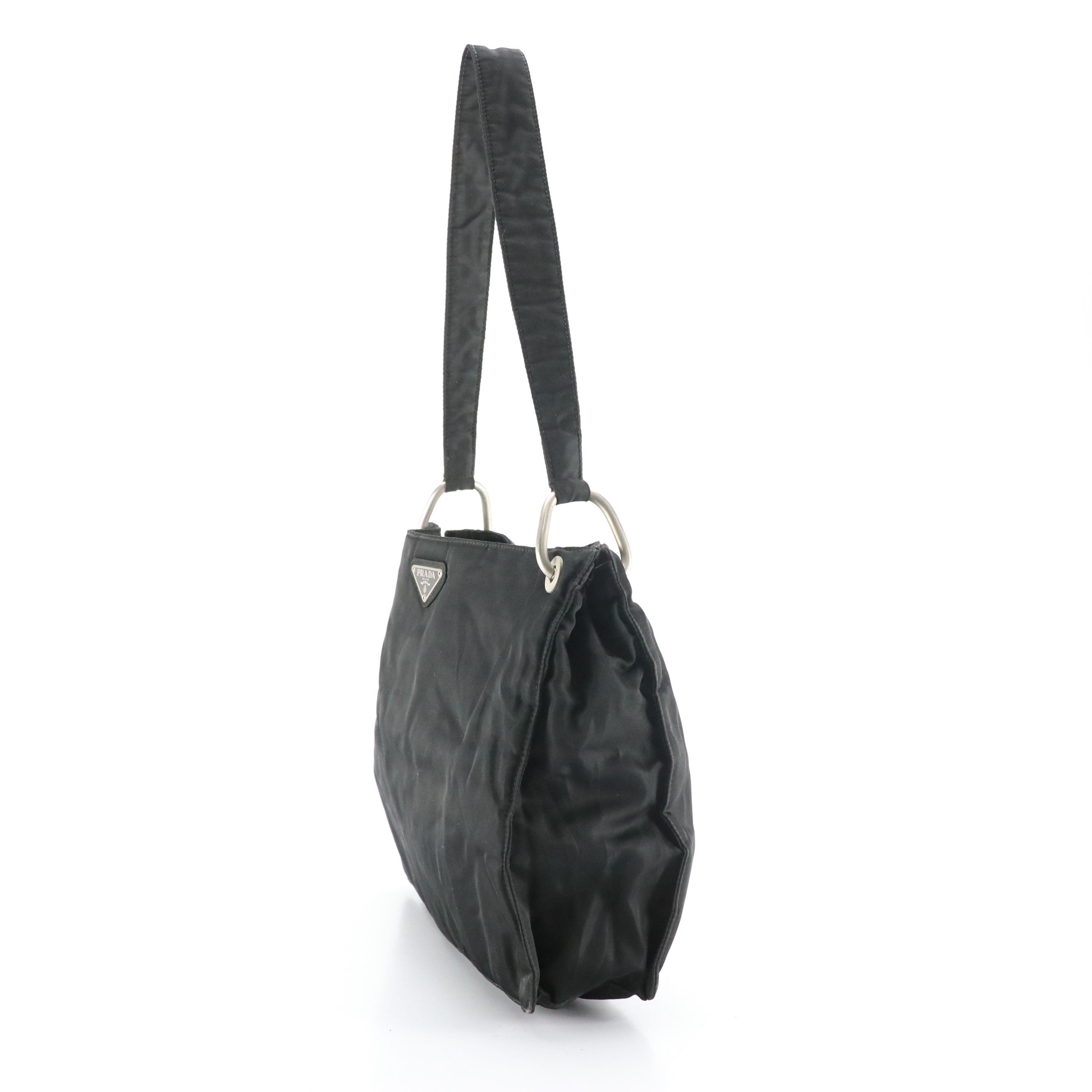 Prada Middle Zip Tote Bag in Black Tessuto Nylon
