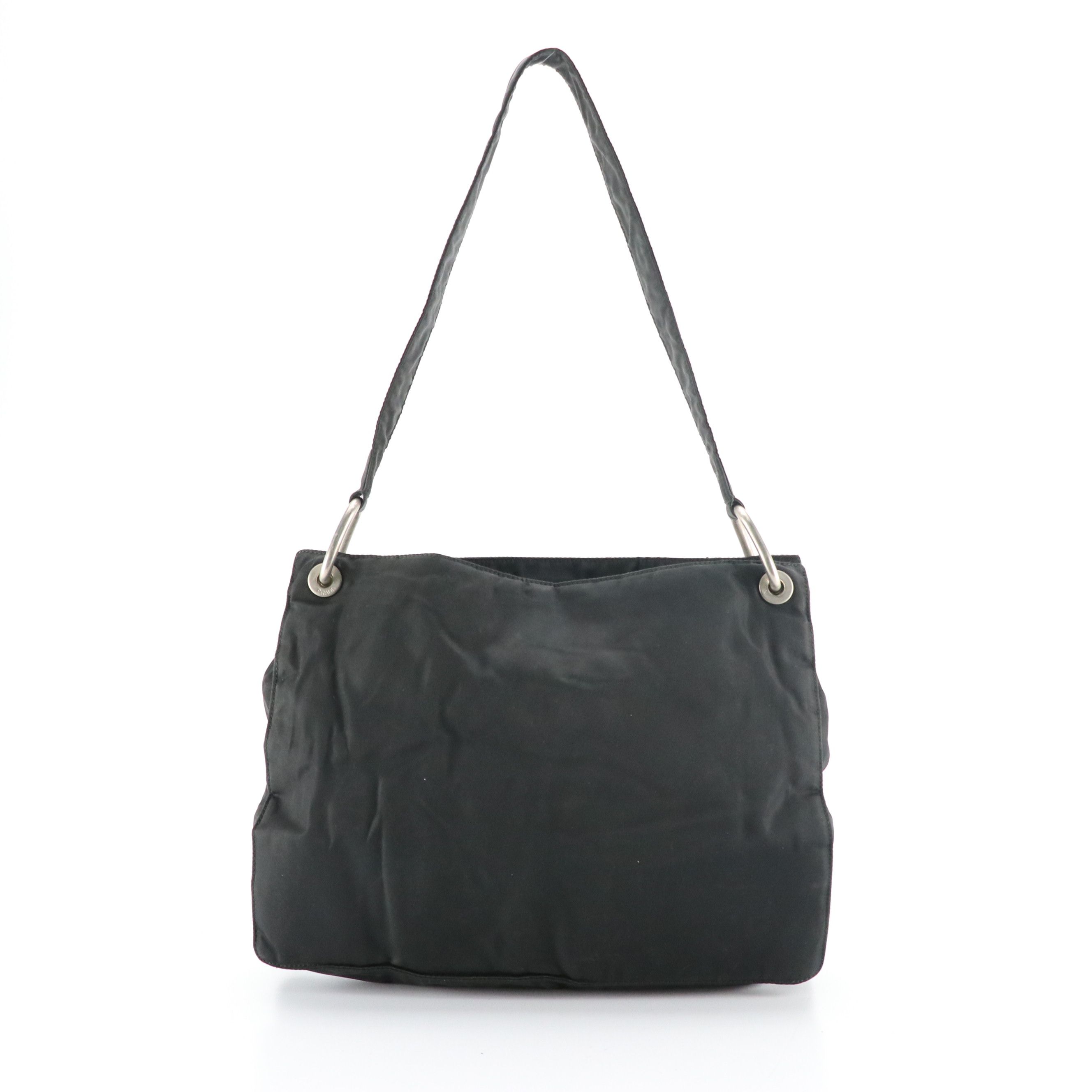 Prada Middle Zip Tote Bag in Black Tessuto Nylon