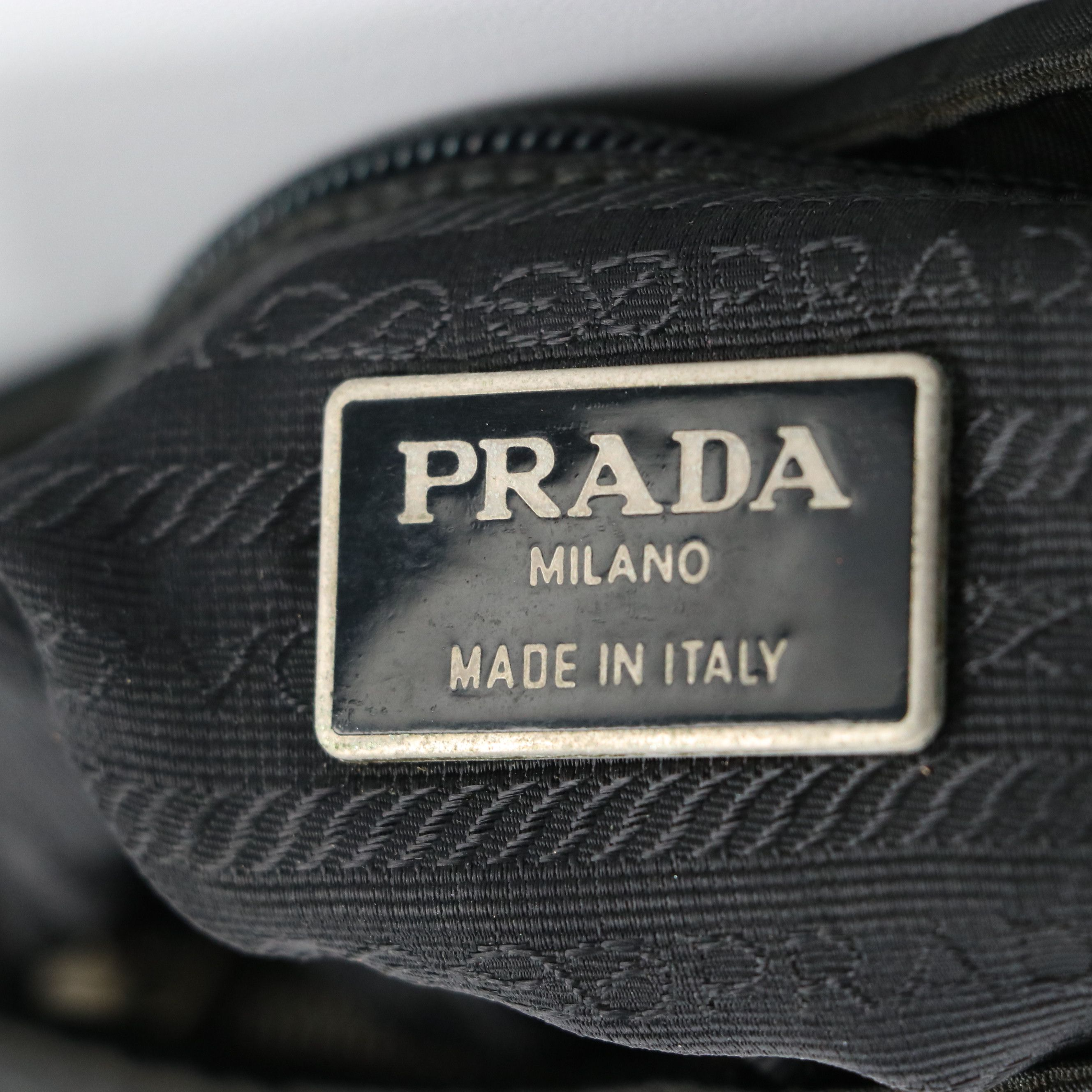 Prada Middle Zip Tote Bag in Black Tessuto Nylon