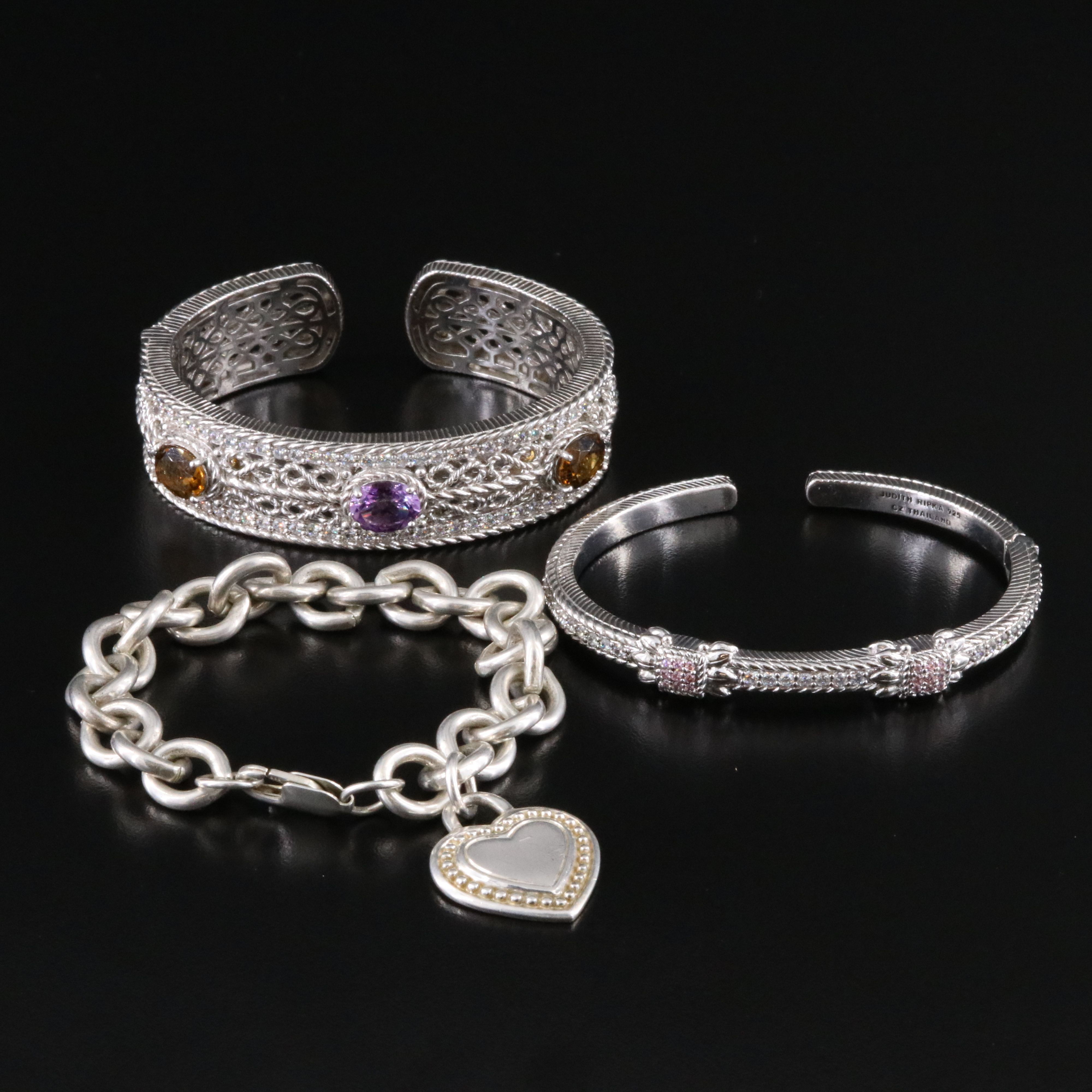 Judith Ripka Sterling Bracelets Including Amethyst, Citrine and CZ