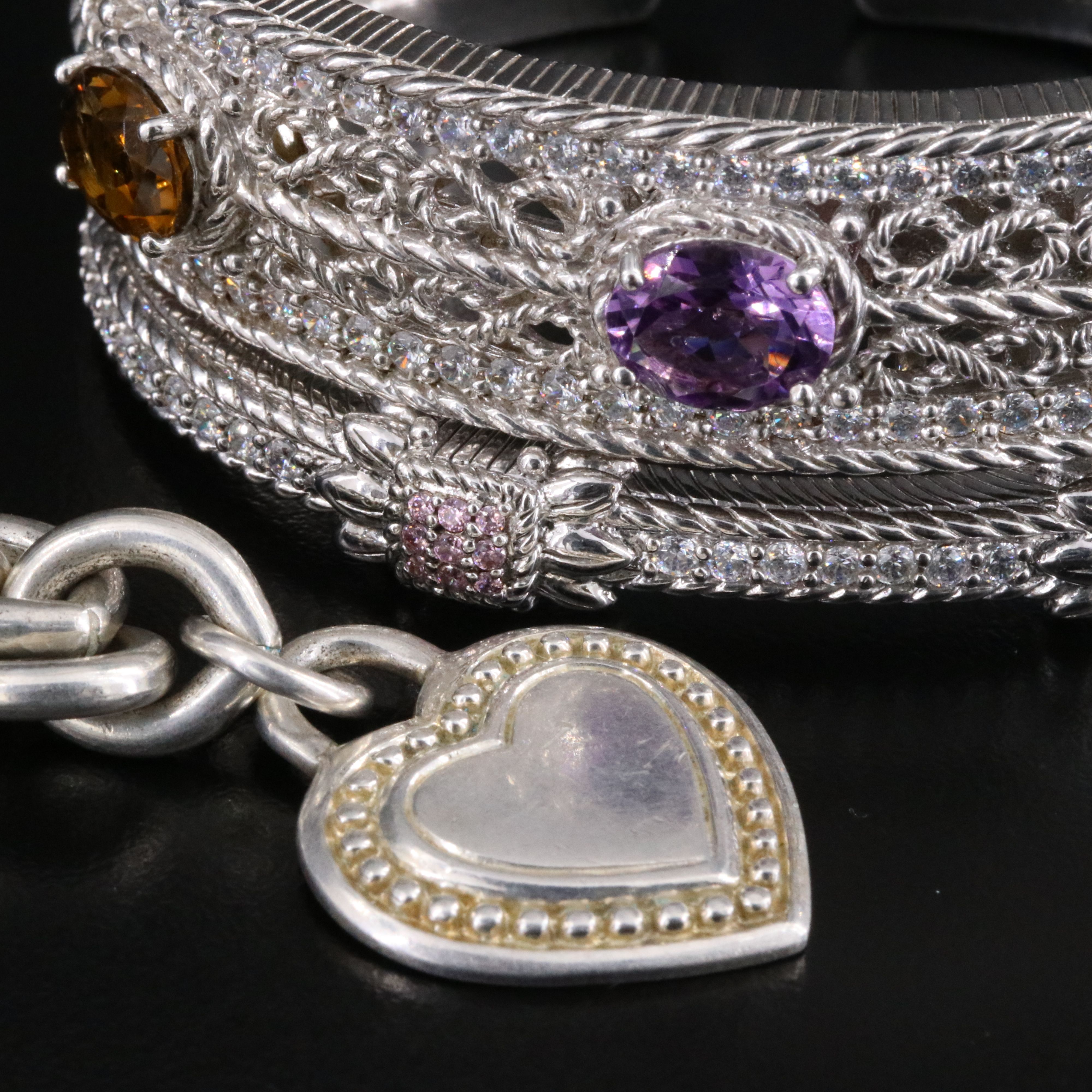 Judith Ripka Sterling Bracelets Including Amethyst, Citrine and CZ