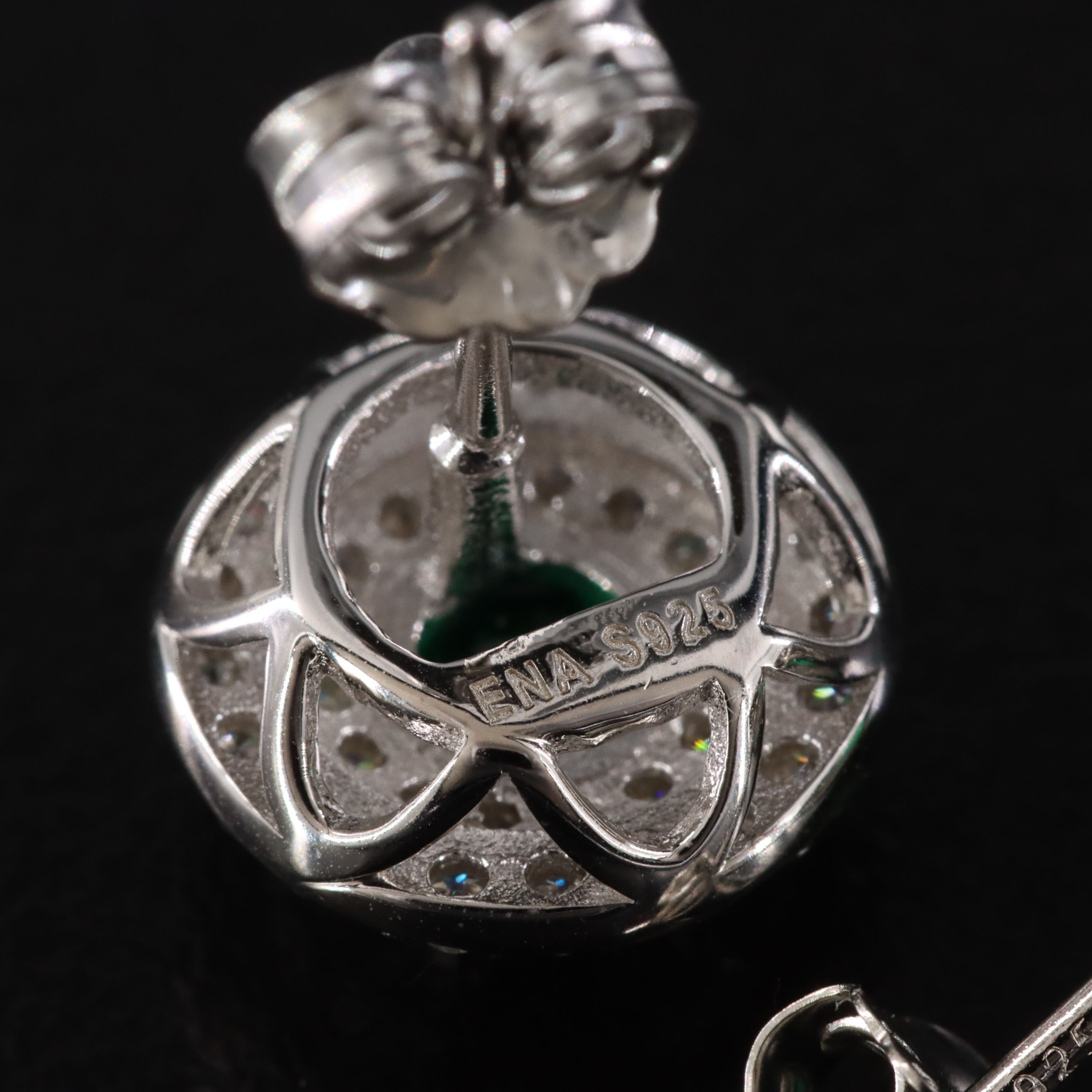 Sterling Emerald and Moissanite Earrings