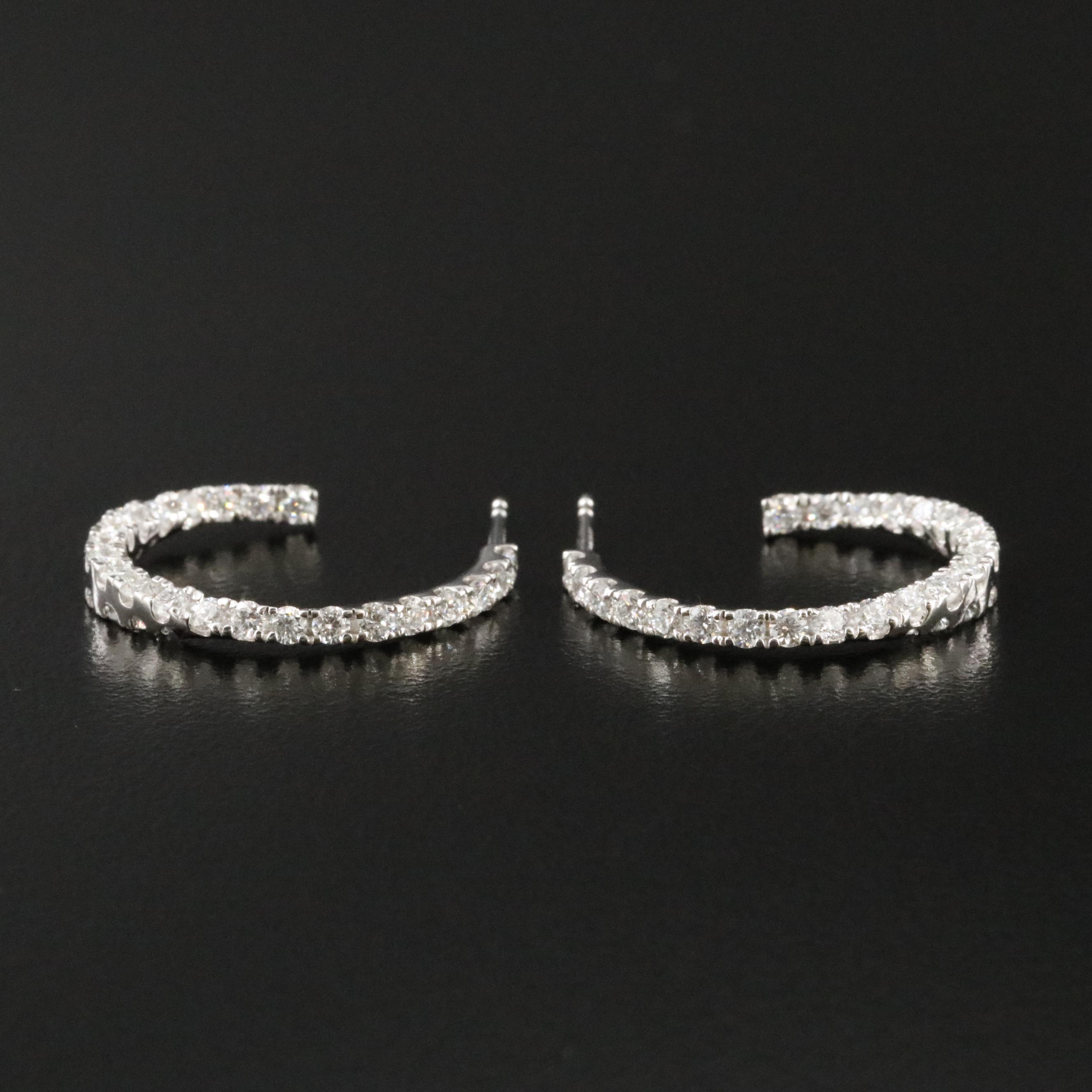 14K 1.31 CTW Lab Grown Diamond J Hoop Earrings