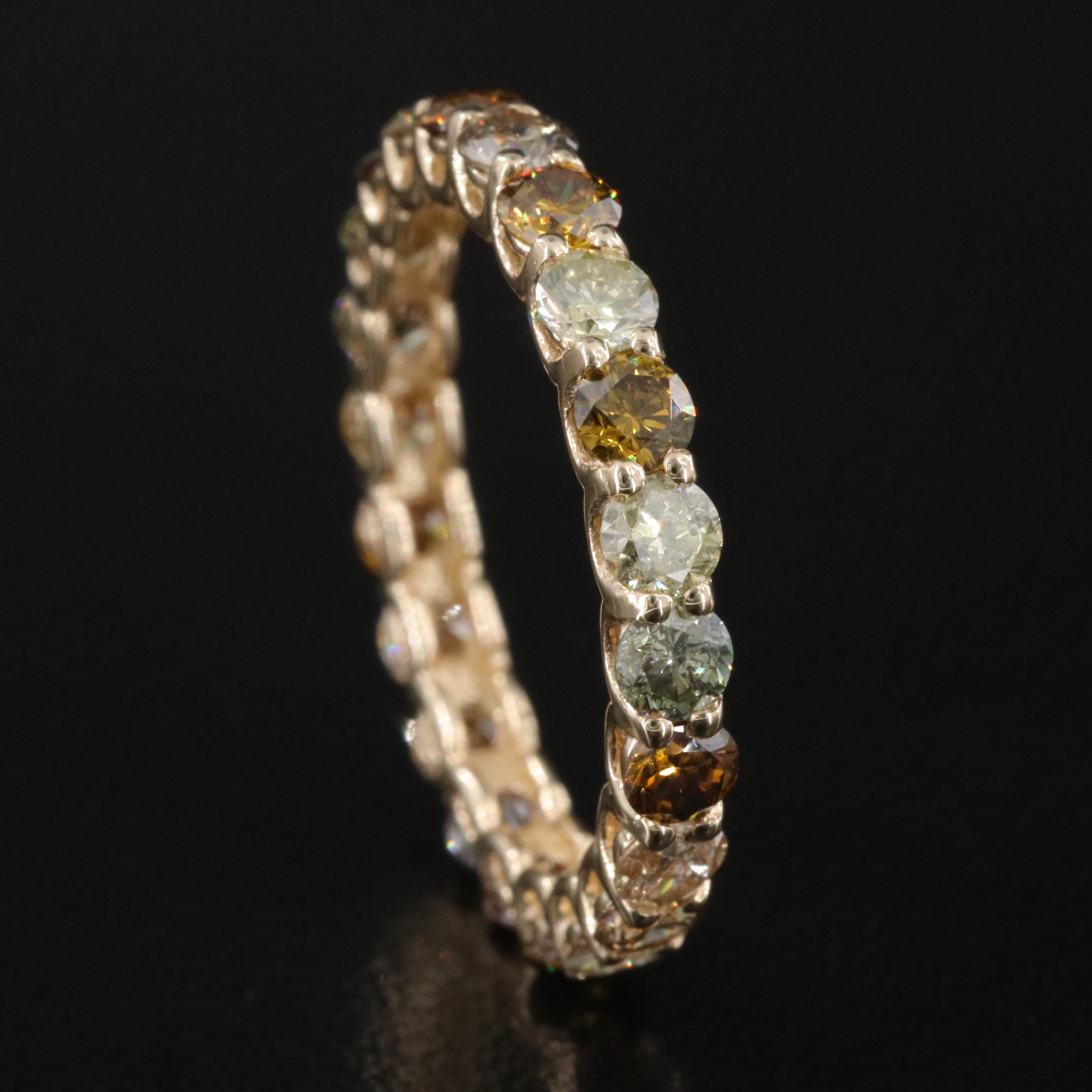 14K 1.97 CTW Fancy Diamond Eternity Band with IGI Report