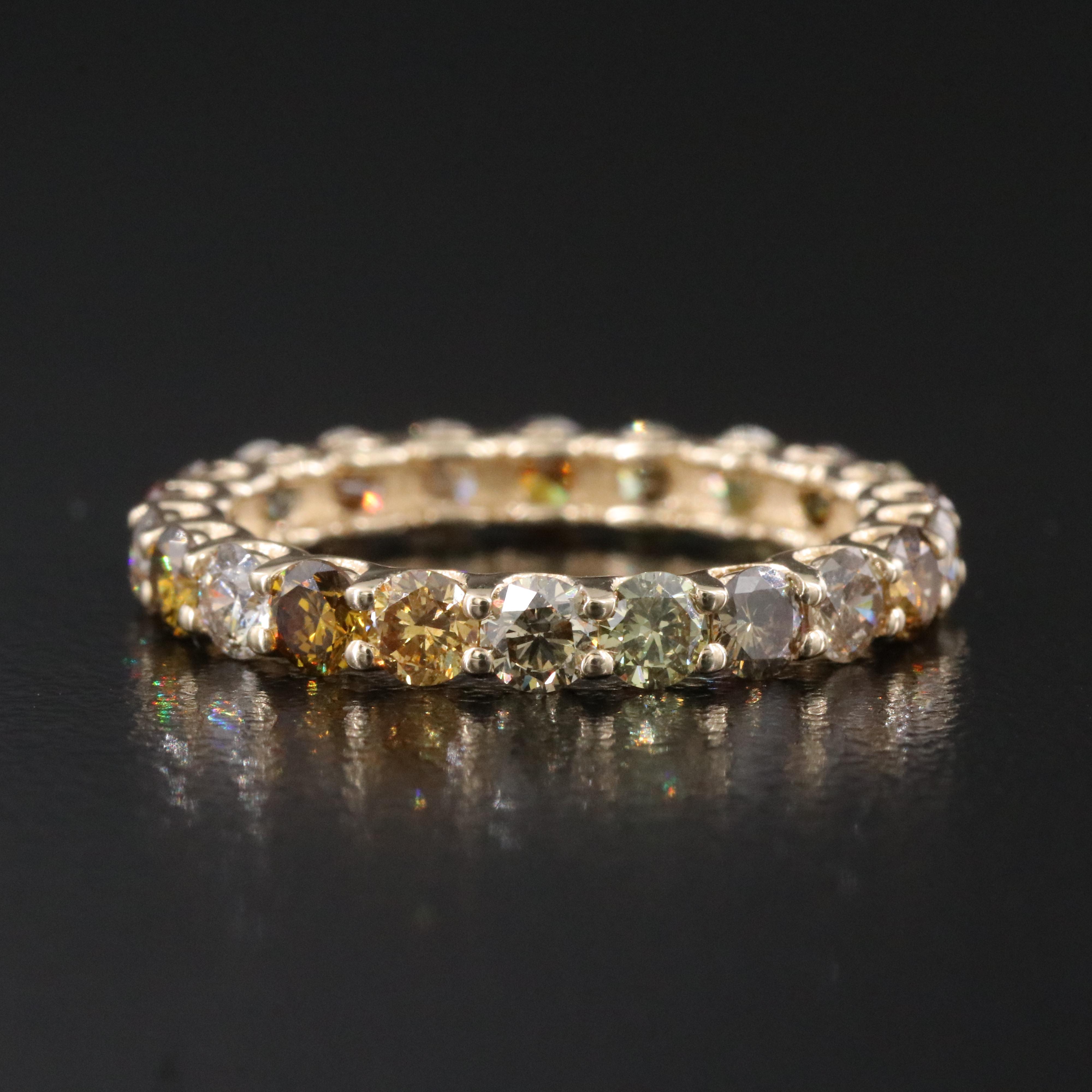 14K 1.97 CTW Fancy Diamond Eternity Band with IGI Report