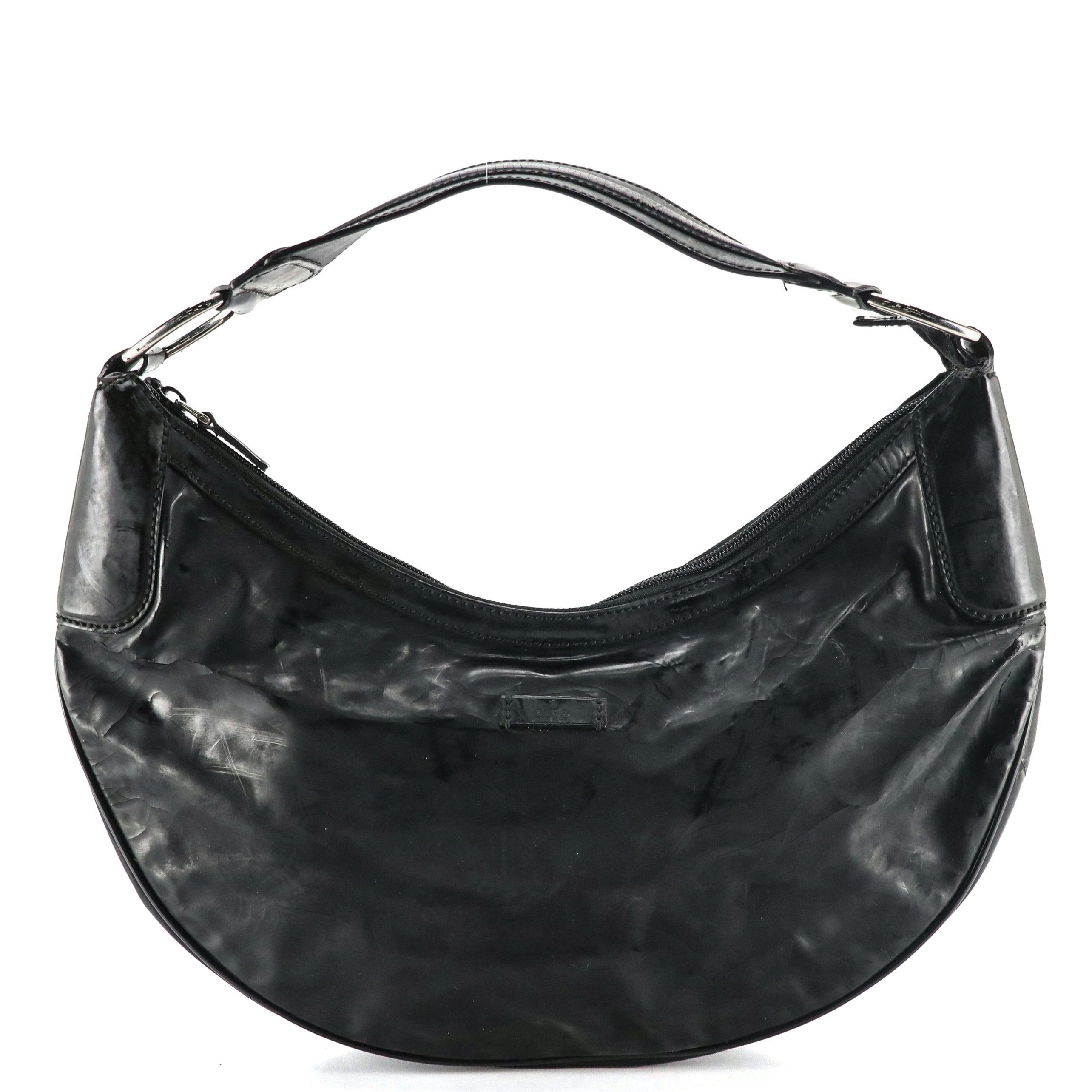 Gucci Medium Half Moon Hobo Shoulder Bag in Black Vinyl