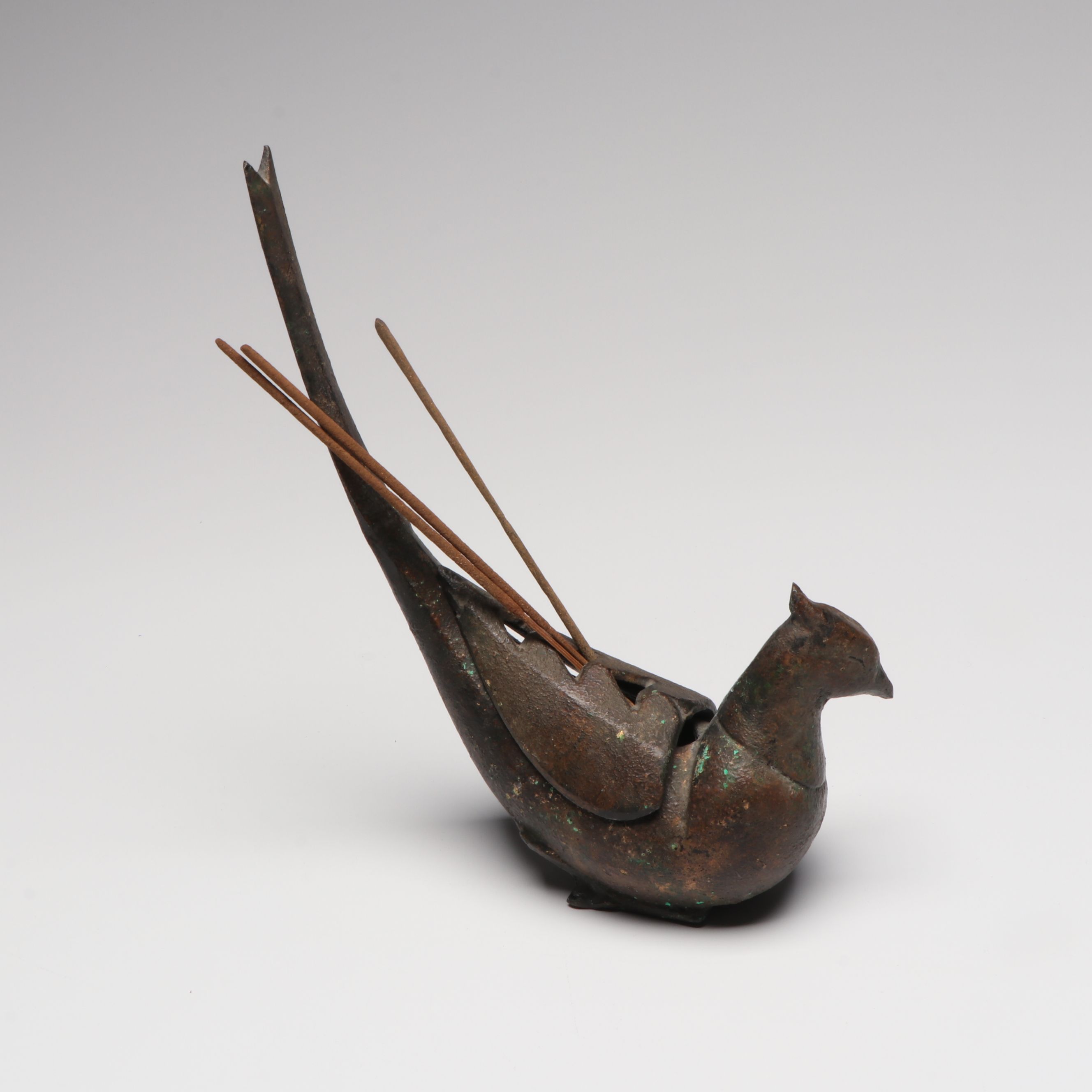 Japanese Cast Iron Koro Bird Incense Burner