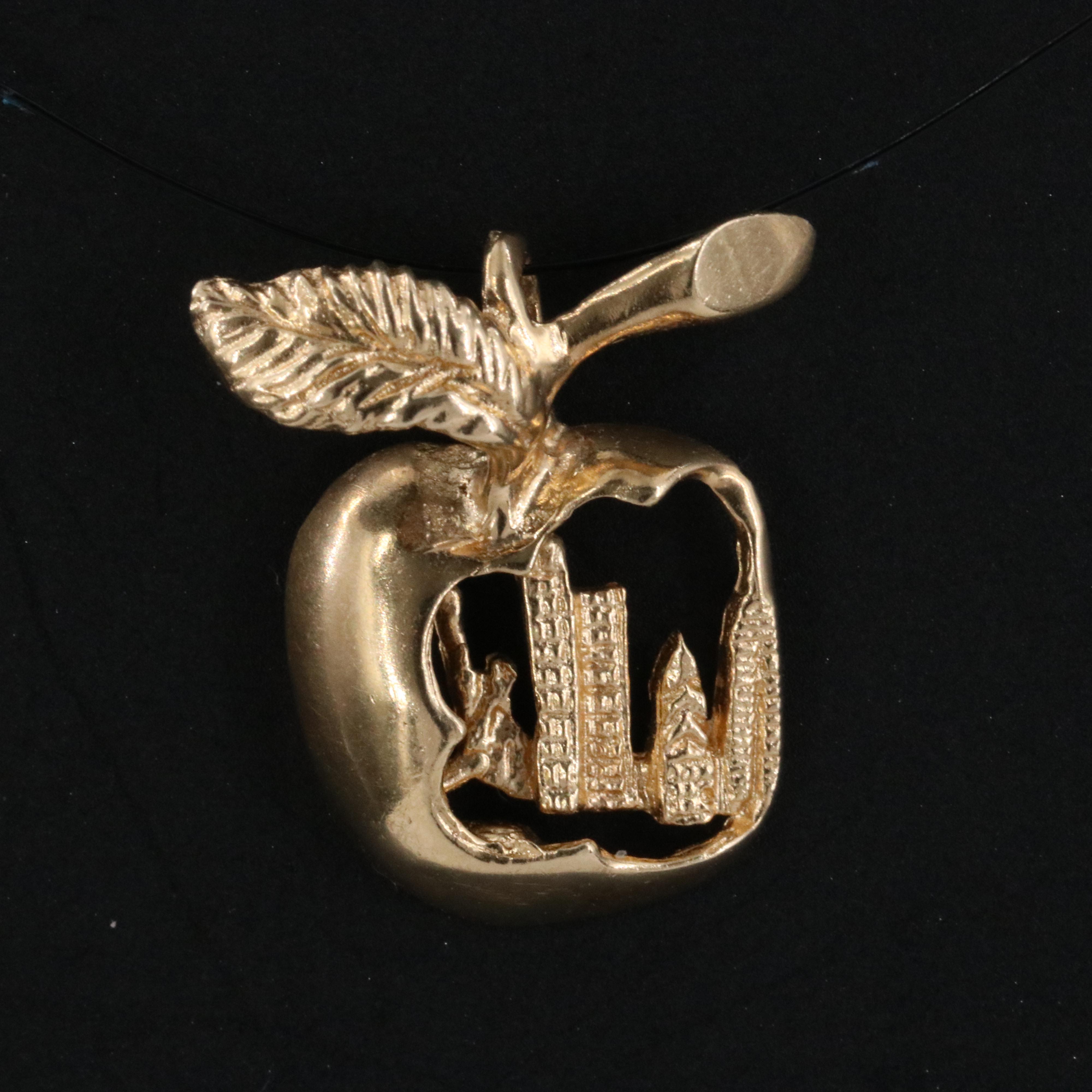 14K NYC Apple Skyline Pendant