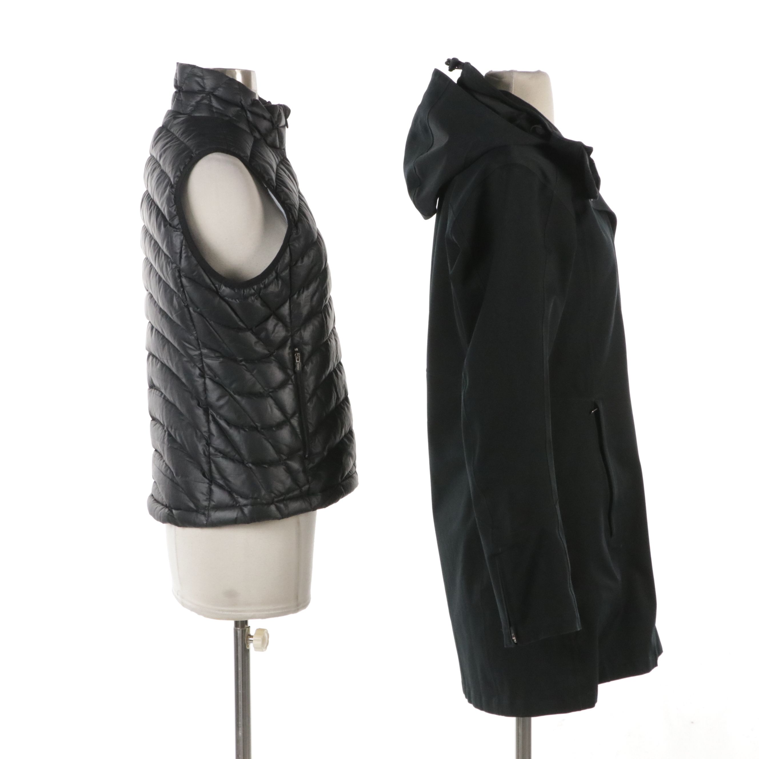 Patagonia Down Zip Vest and Waterproof Zip and Snap Jacket with Detachable Hood