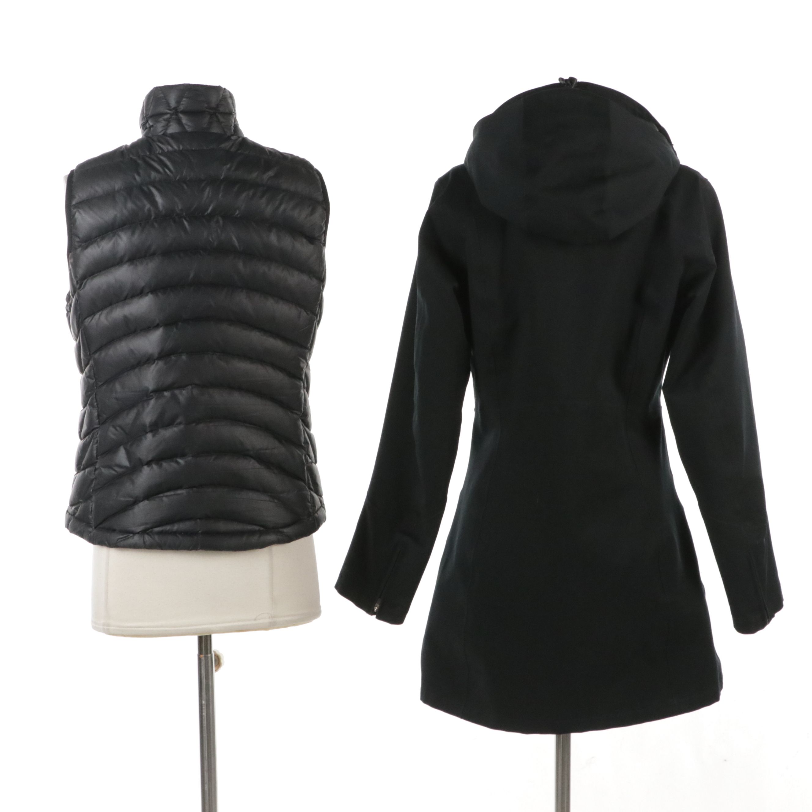 Patagonia Down Zip Vest and Waterproof Zip and Snap Jacket with Detachable Hood