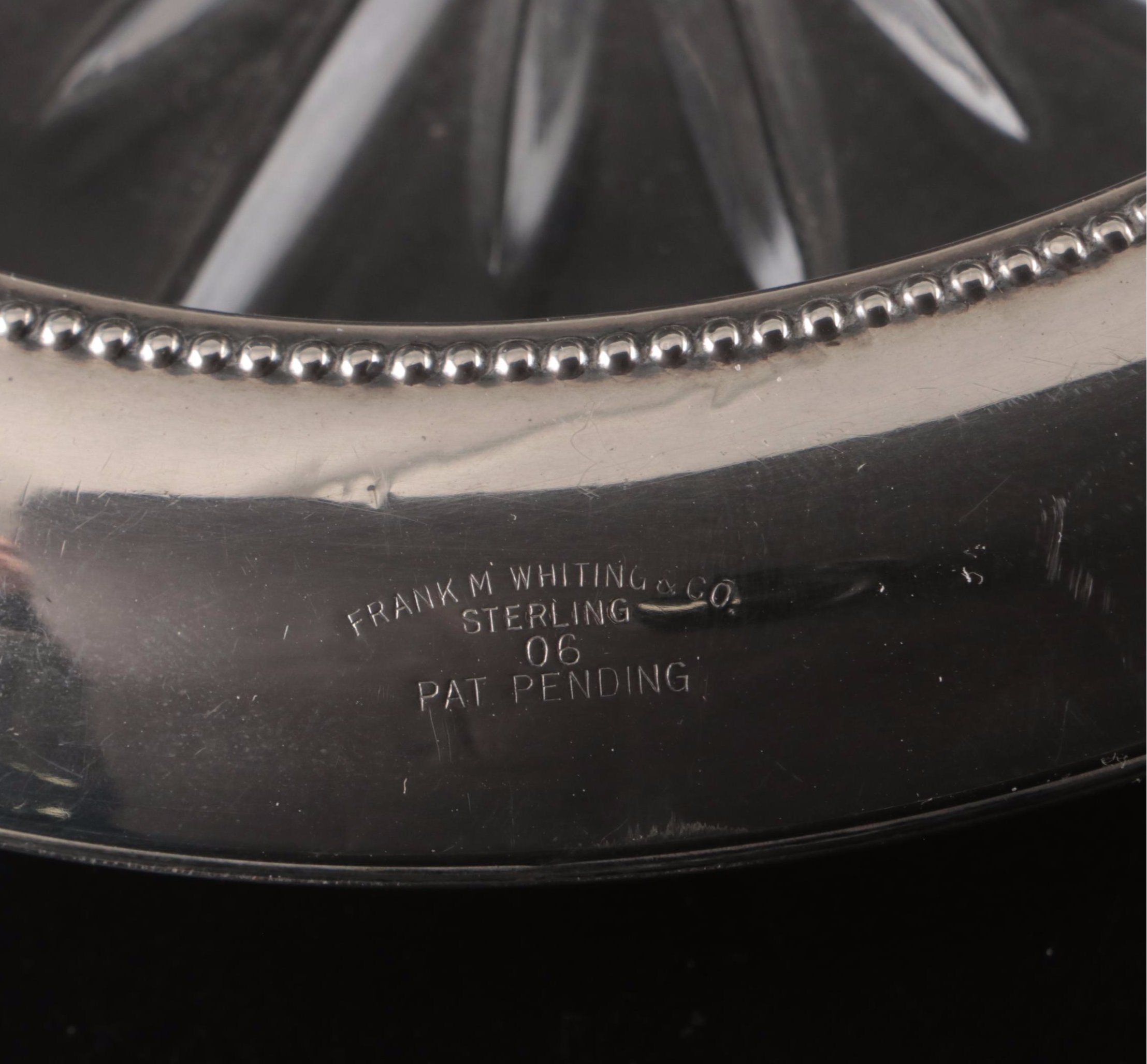 Frank M. Whiting Sterling Silver and Crystal Coasters, Early to Mid-20th Century