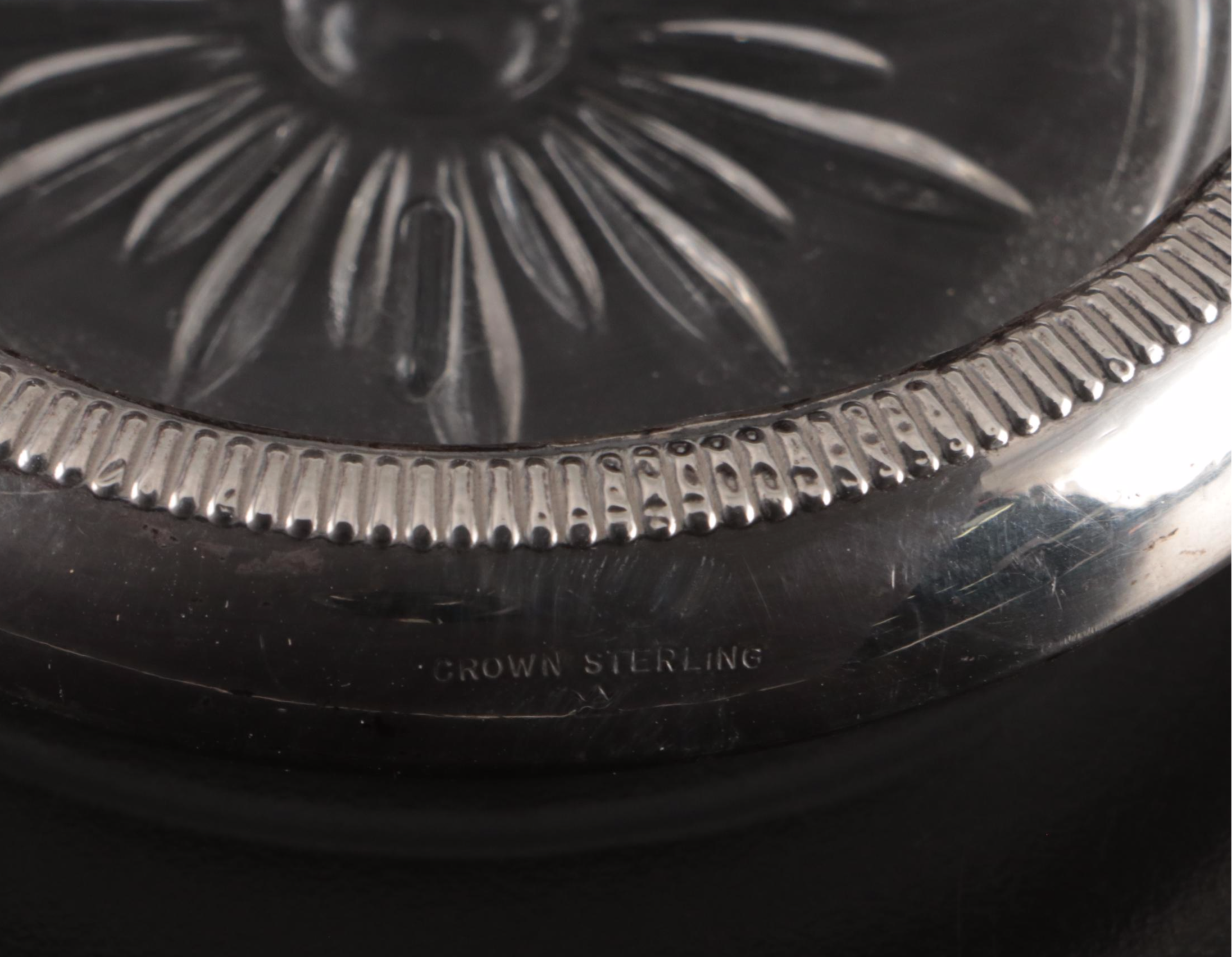 Frank M. Whiting Sterling Silver and Crystal Coasters, Early to Mid-20th Century