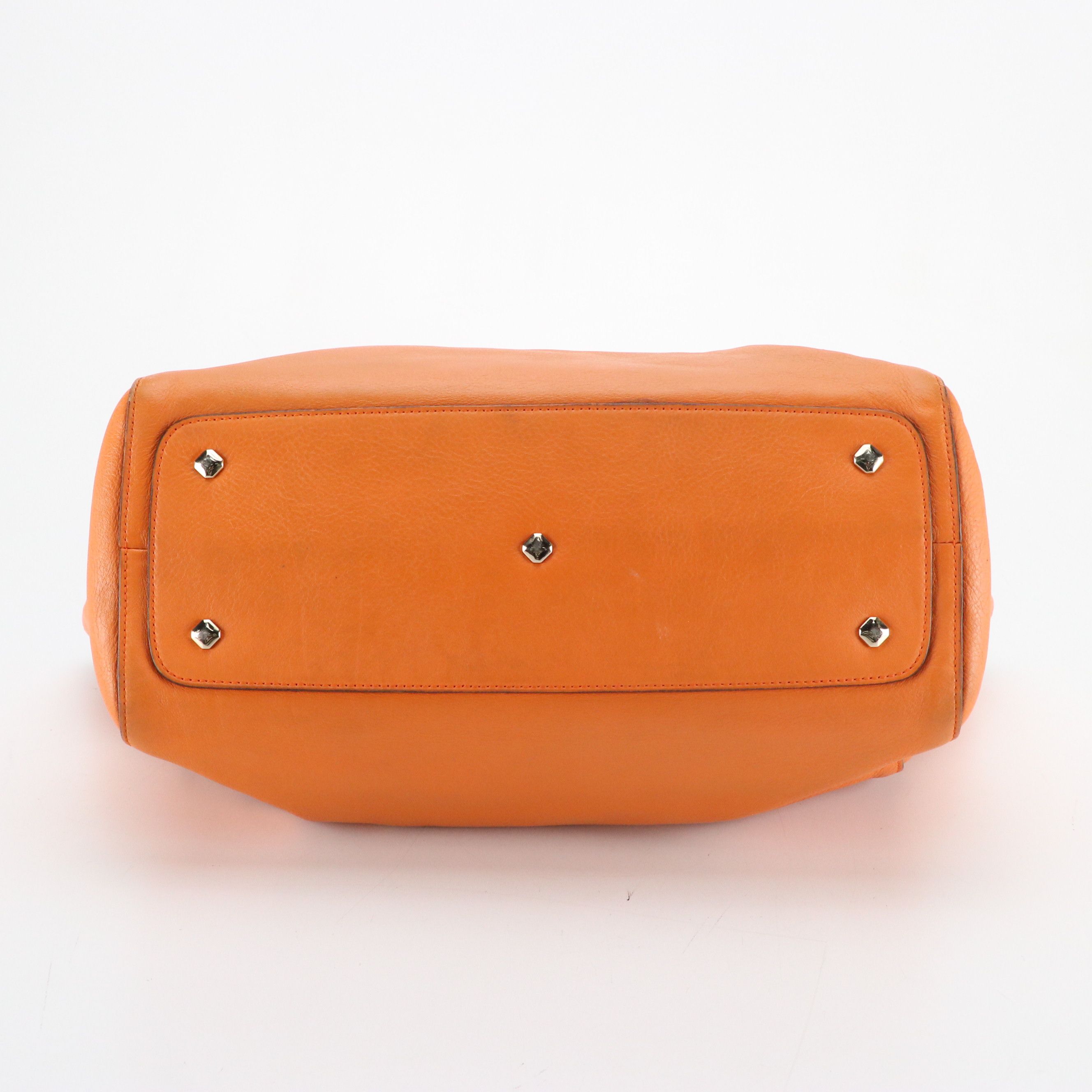 MCM Large Tote Bag in Orange Grained Calfskin Leather