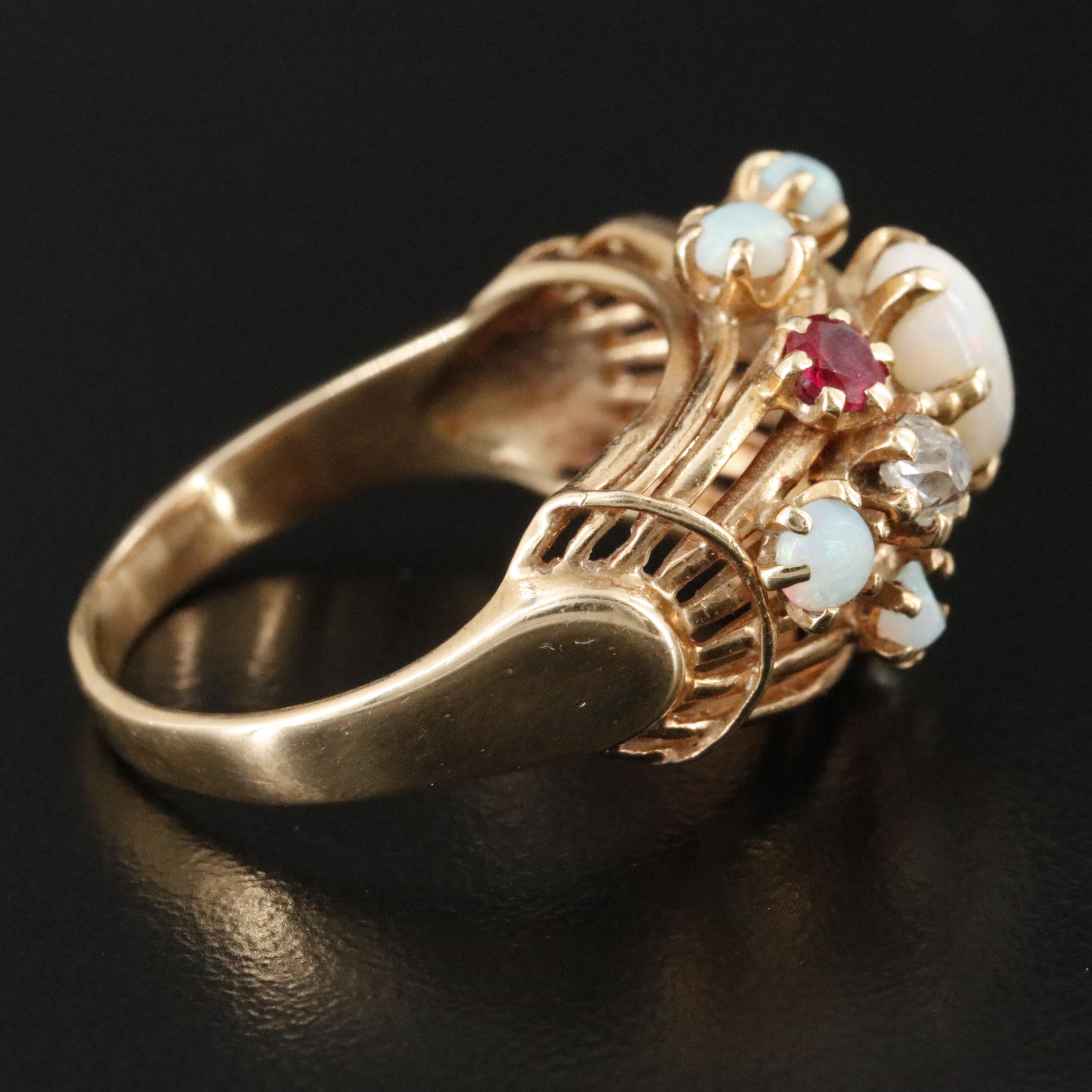 Baden & Foss Inc. 14K Opal, Ruby and Diamond Ring