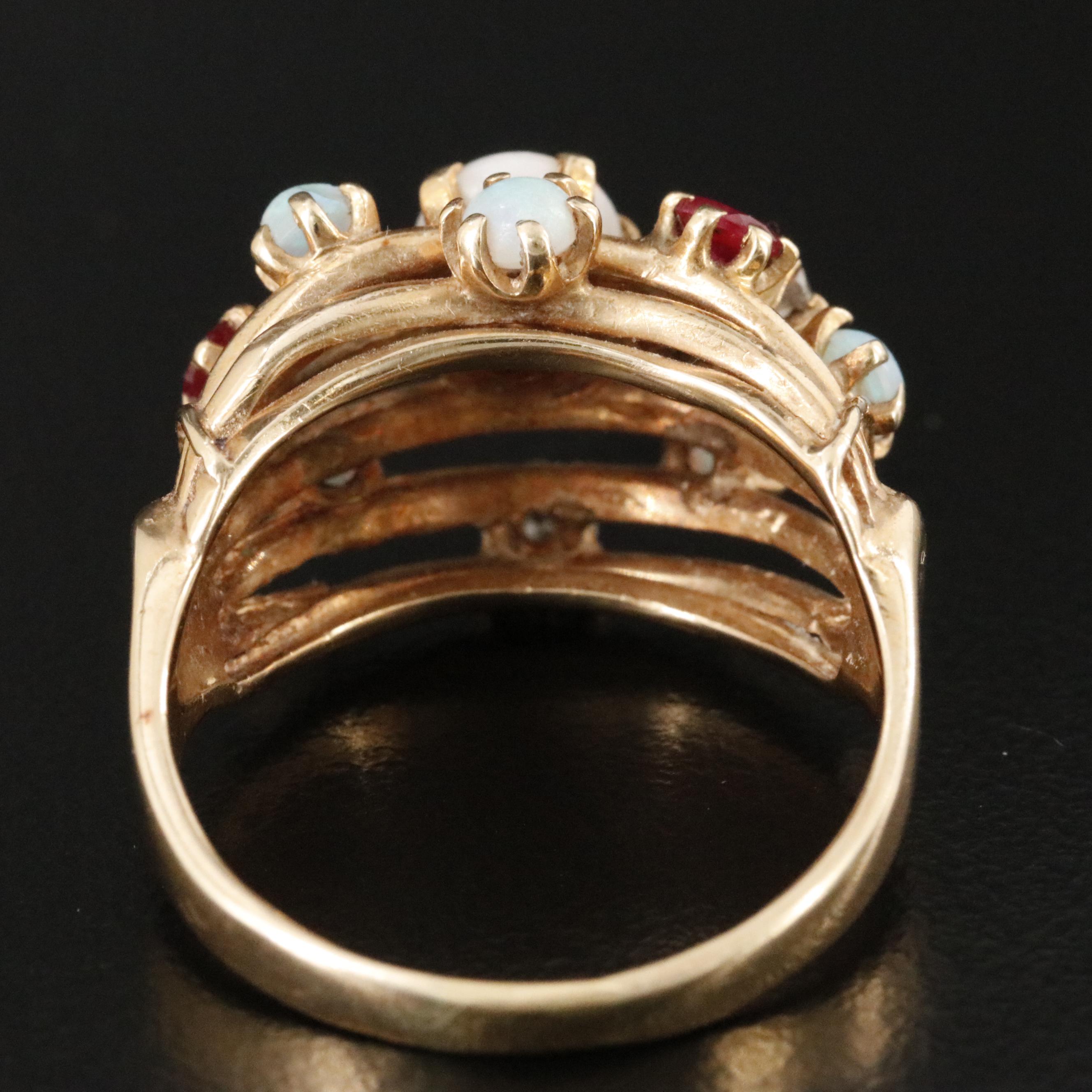 Baden & Foss Inc. 14K Opal, Ruby and Diamond Ring
