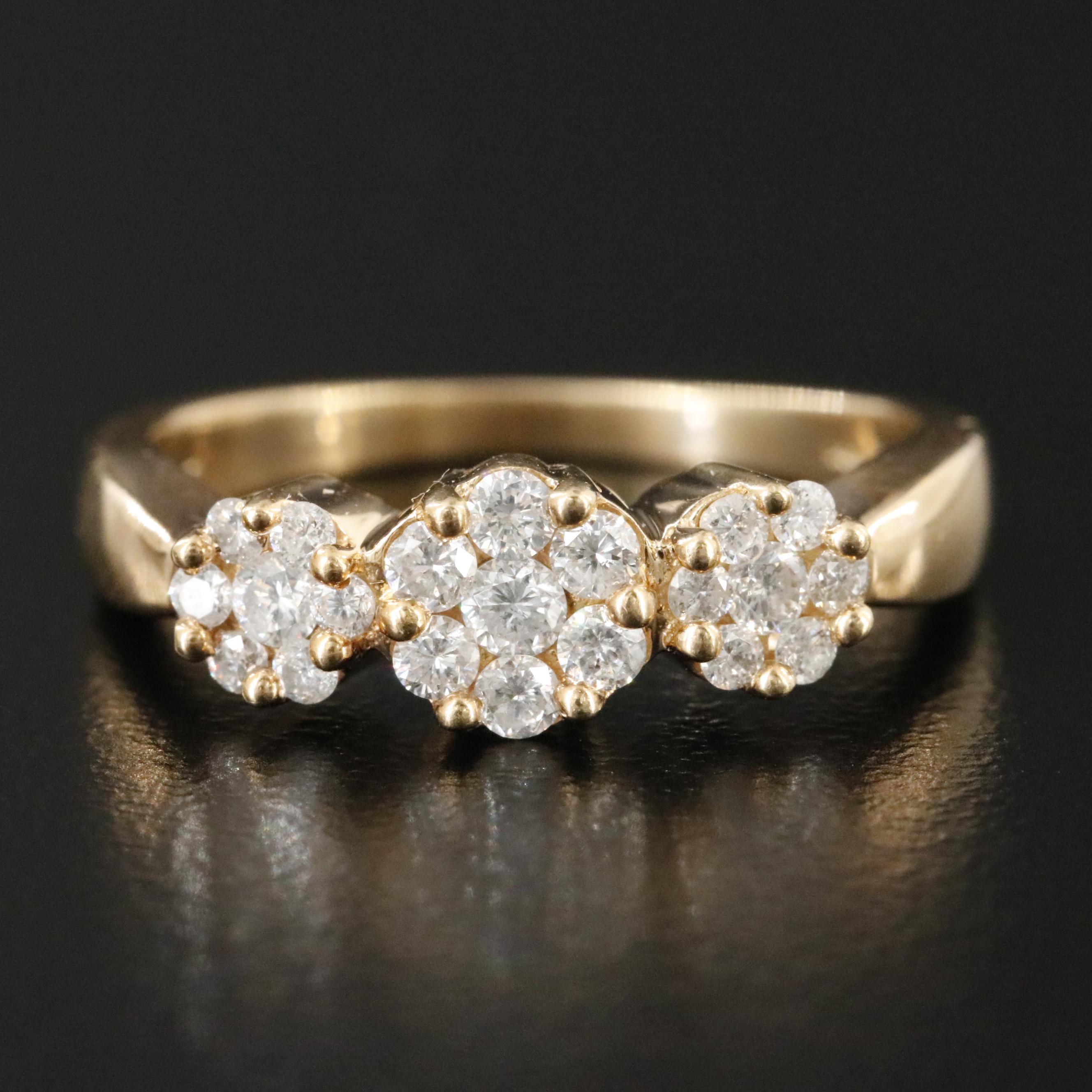 14K 0.45 CTW Diamond Cluster Ring