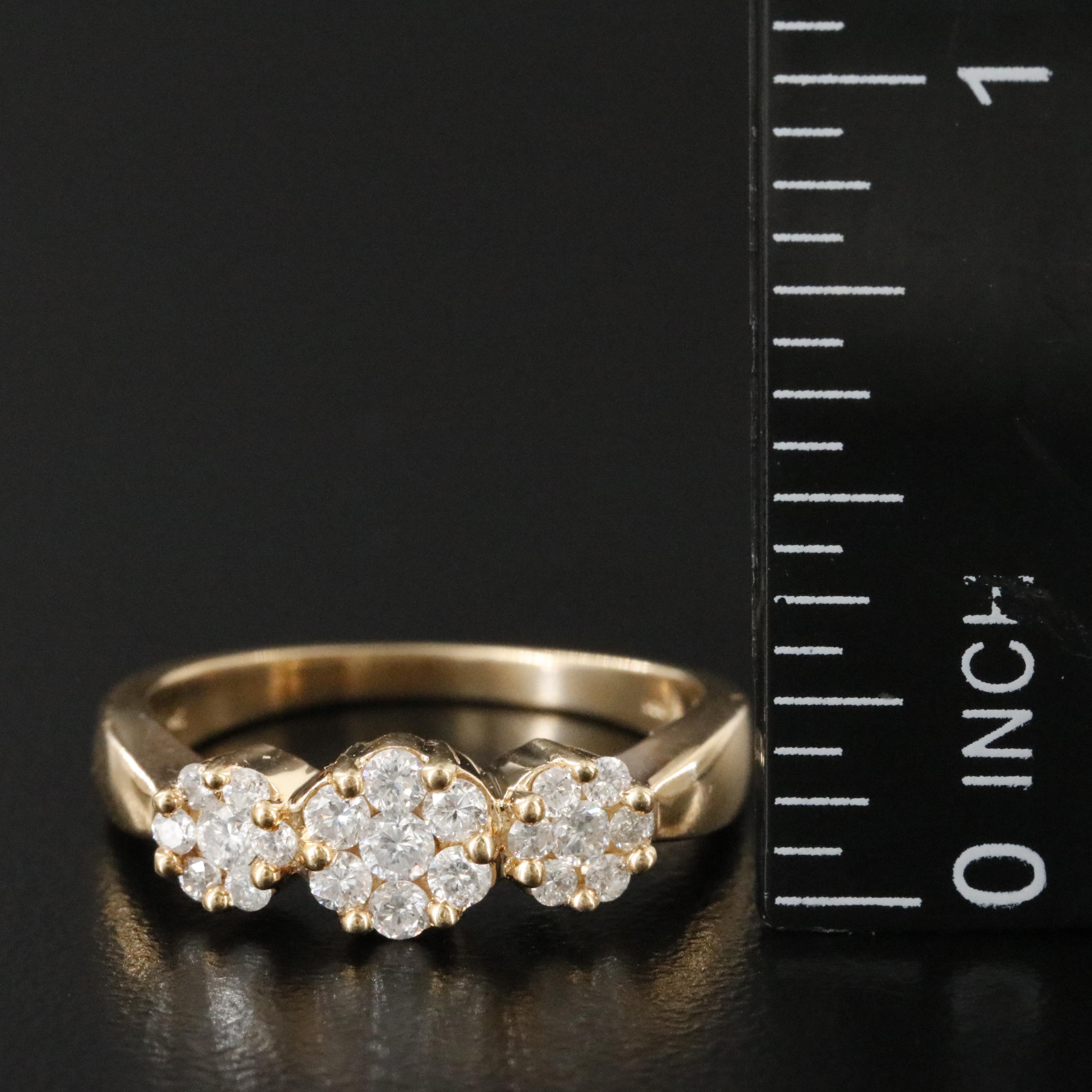 14K 0.45 CTW Diamond Cluster Ring