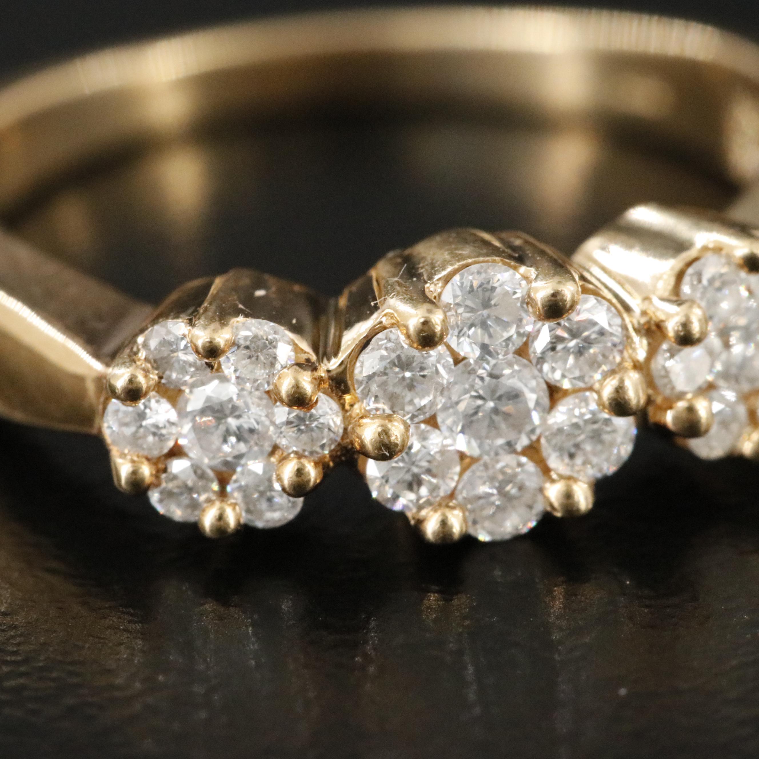 14K 0.45 CTW Diamond Cluster Ring