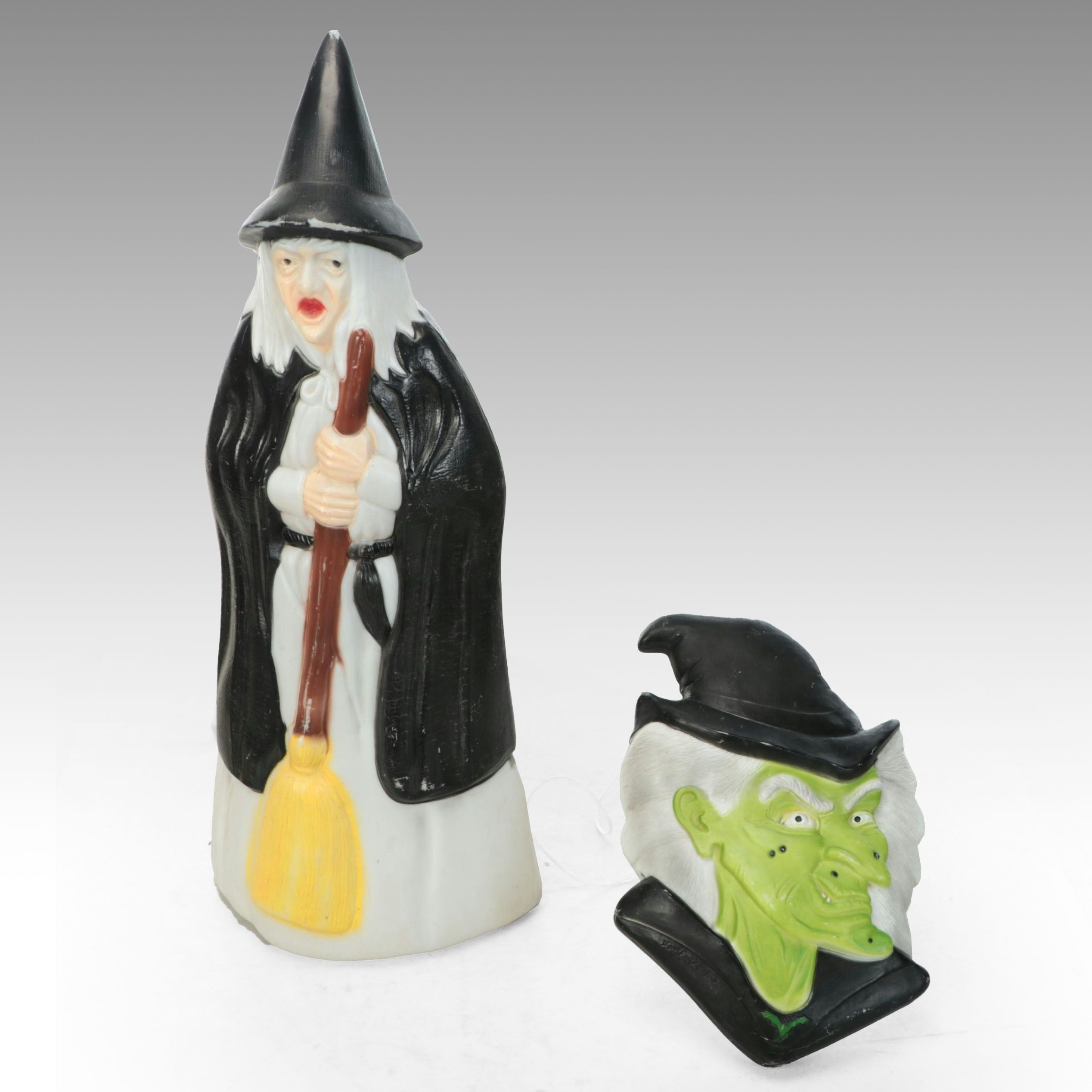 Don Featherstone and Other Illuminating Halloween Blow Mold Witch Décor
