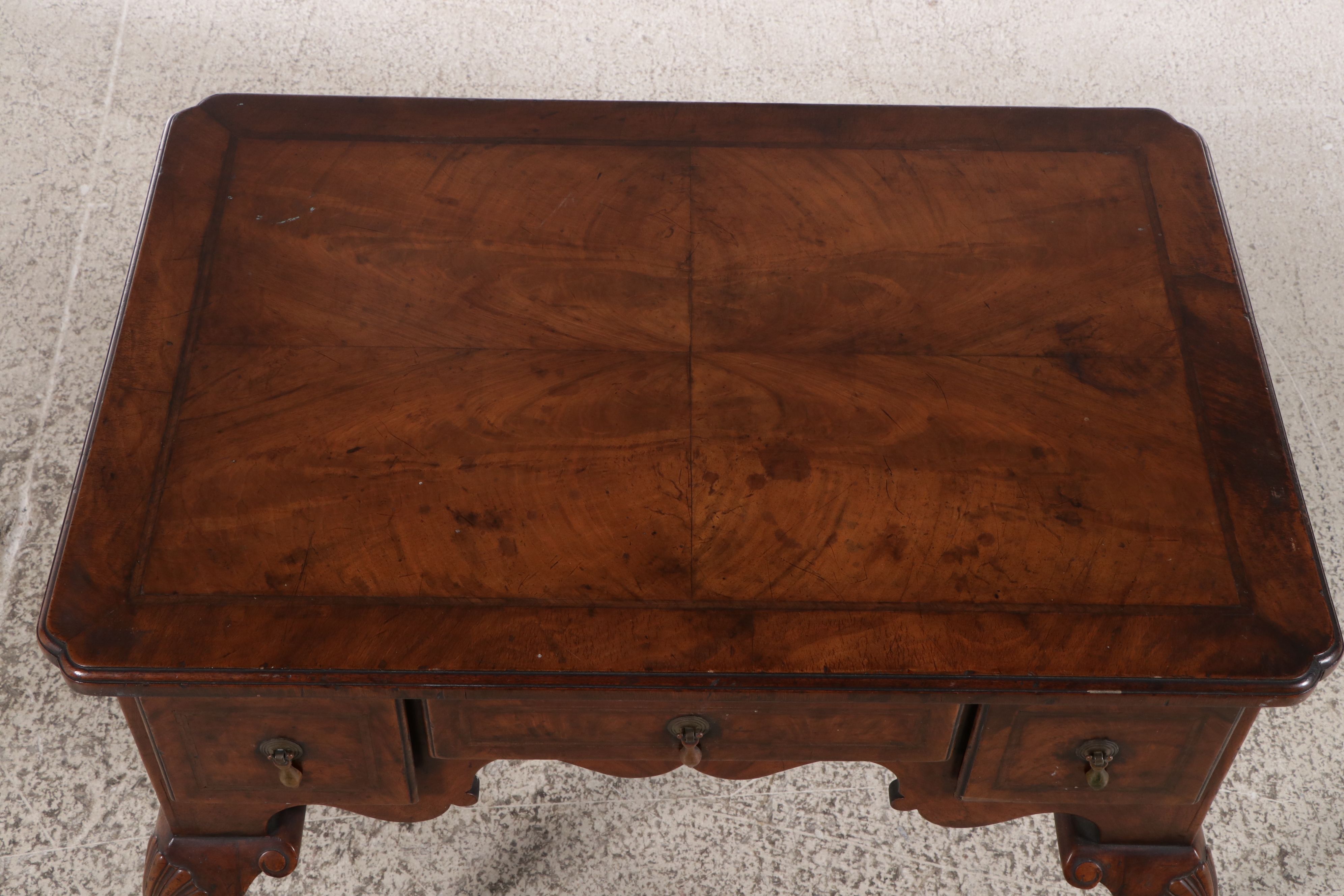 Queen Anne Style Walnut and Burl Lowboy Table