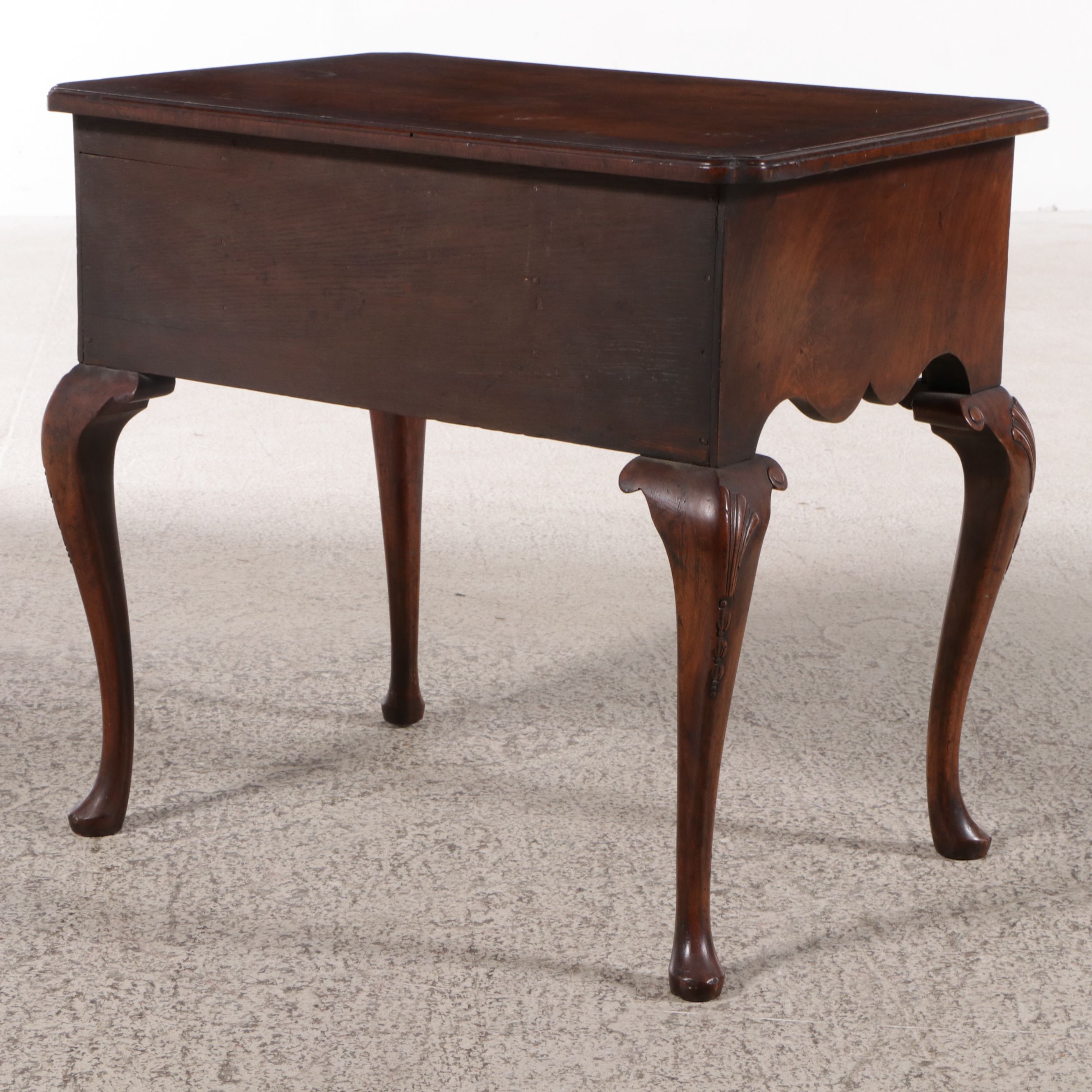 Queen Anne Style Walnut and Burl Lowboy Table