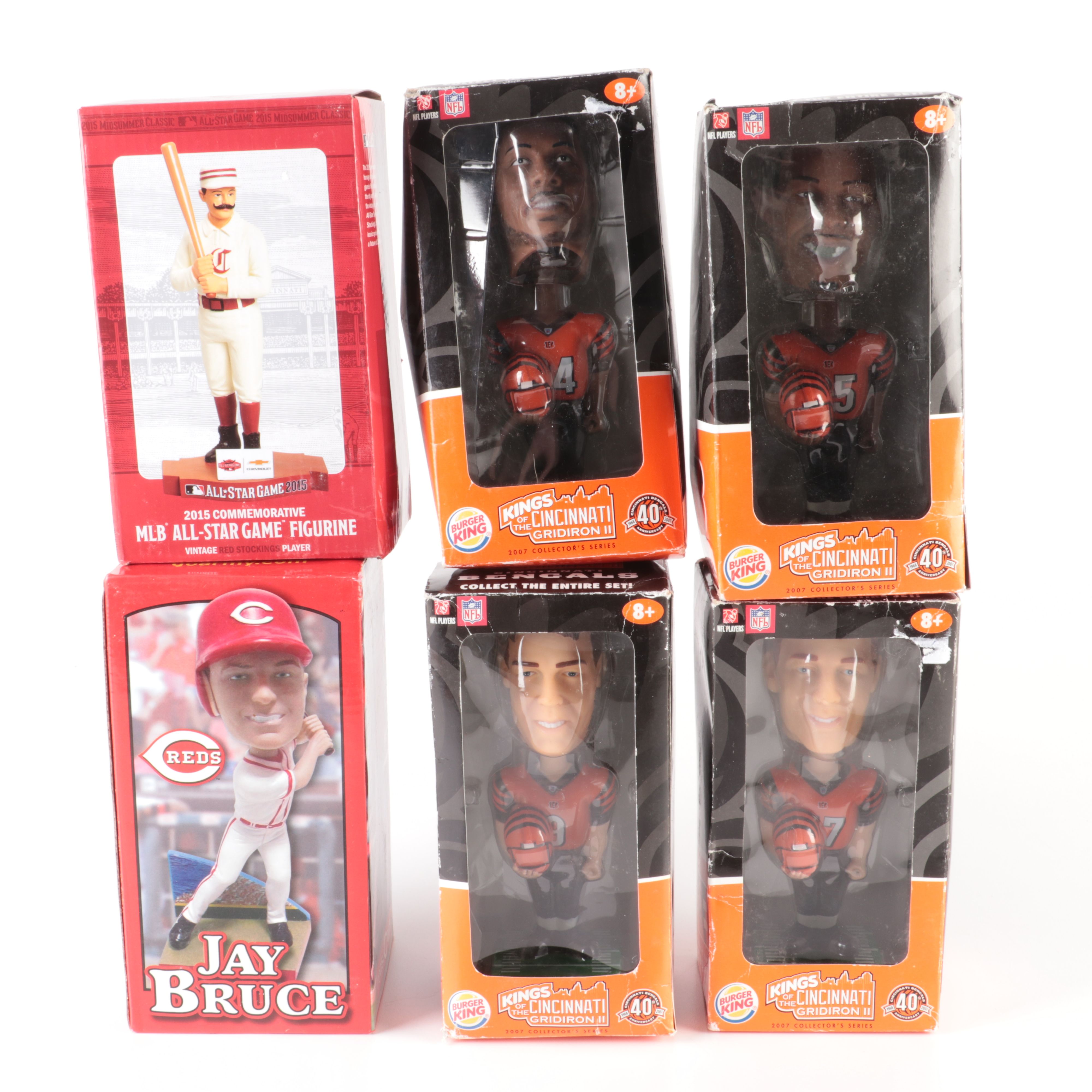 Six Cincinnati Bengals and Cincinnati Reds Bobbleheads
