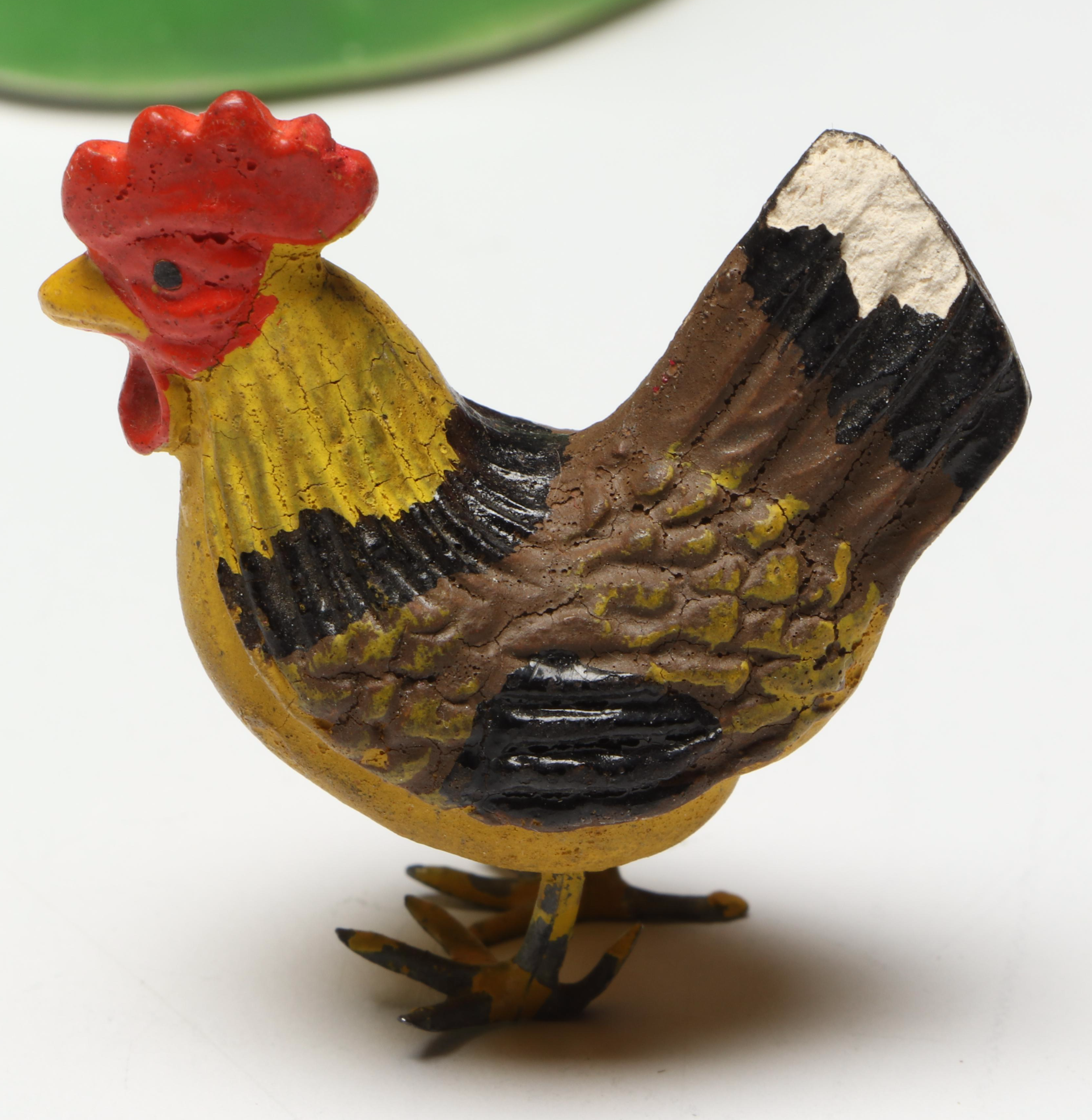 Chalkware Easter Bunny, Chick and Rooster Figurines, Mid-20th Century