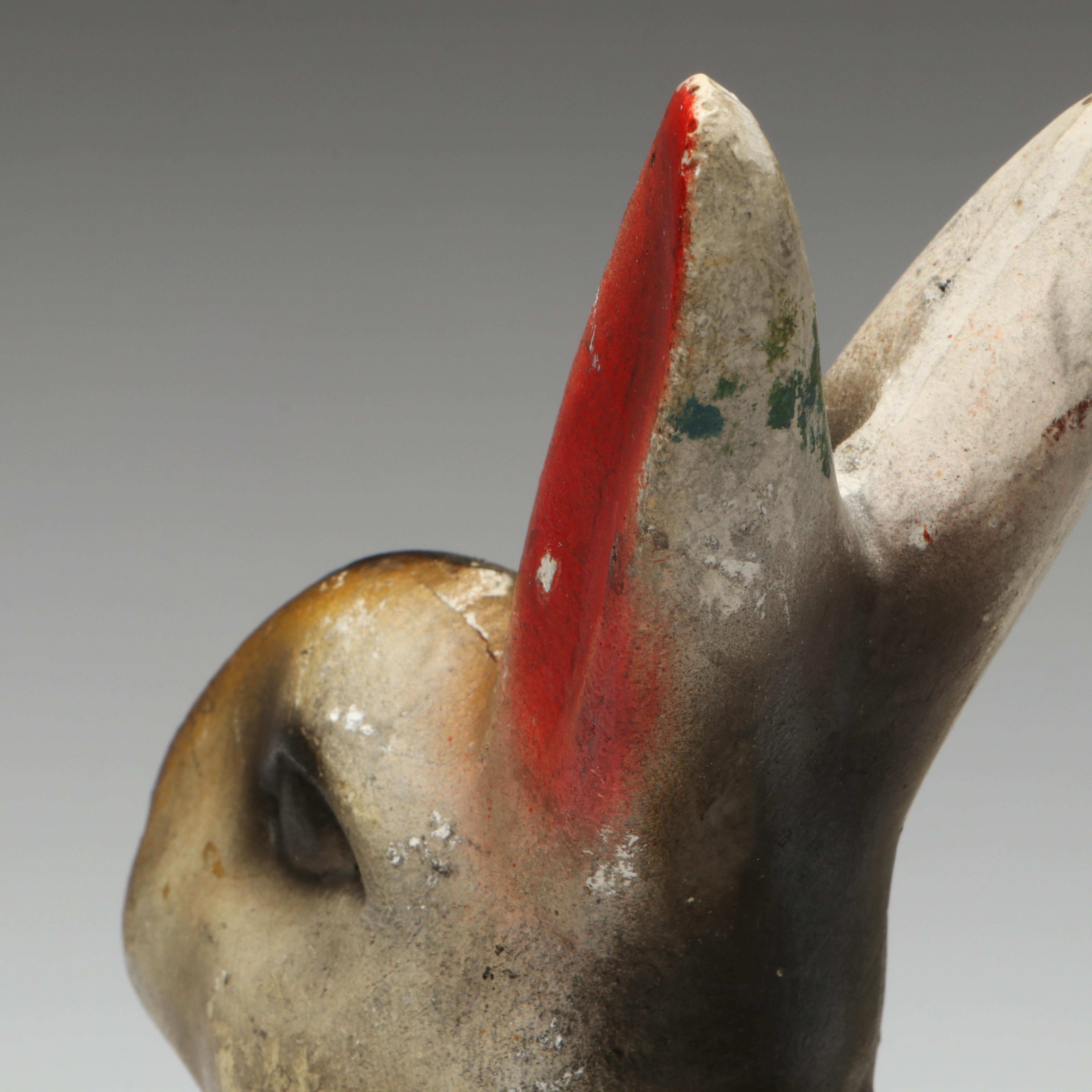 Chalkware Easter Bunny, Chick and Rooster Figurines, Mid-20th Century