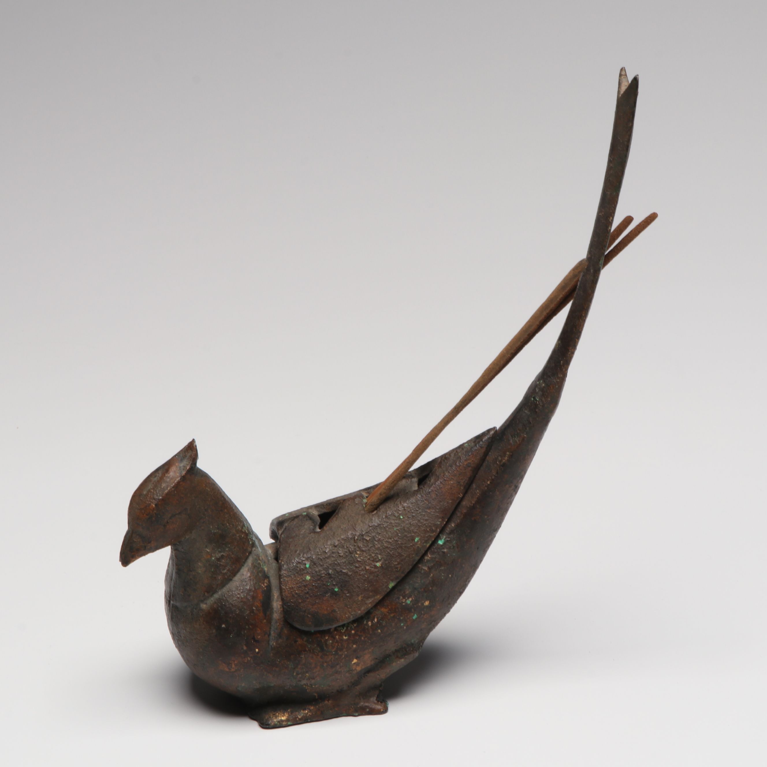 Japanese Cast Iron Koro Bird Incense Burner