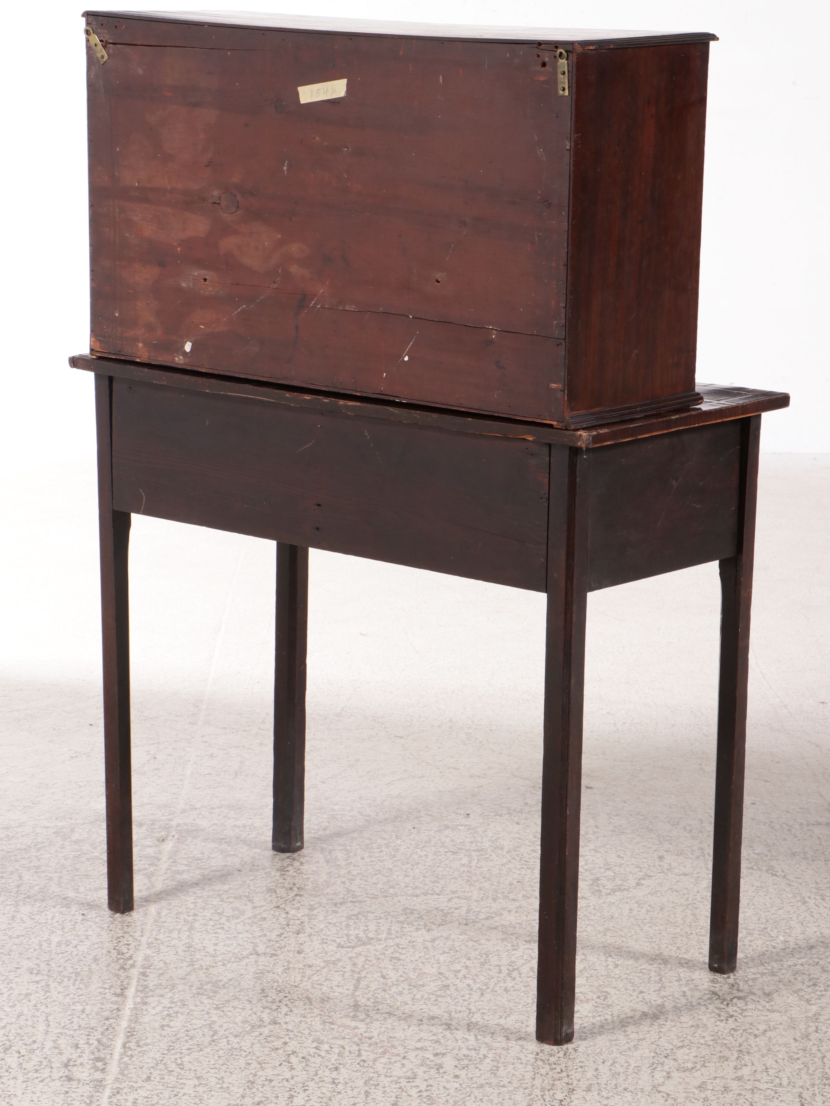 Georgian Style Barber Pole Inlay Mahogany Writing Desk, 18th-19th Century