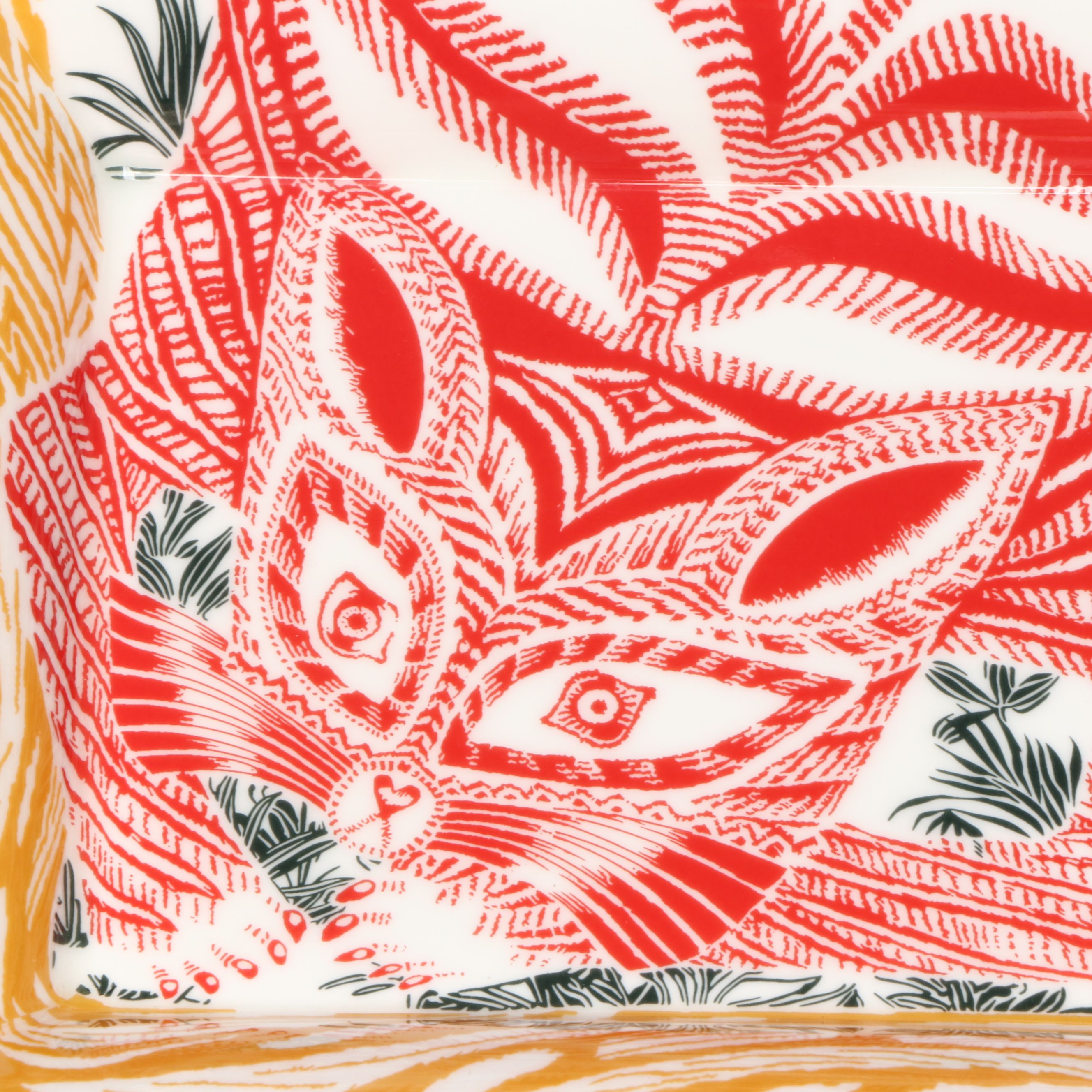 Hermès "Chat Carre" Porcelain and Velvet Goatskin Change Tray