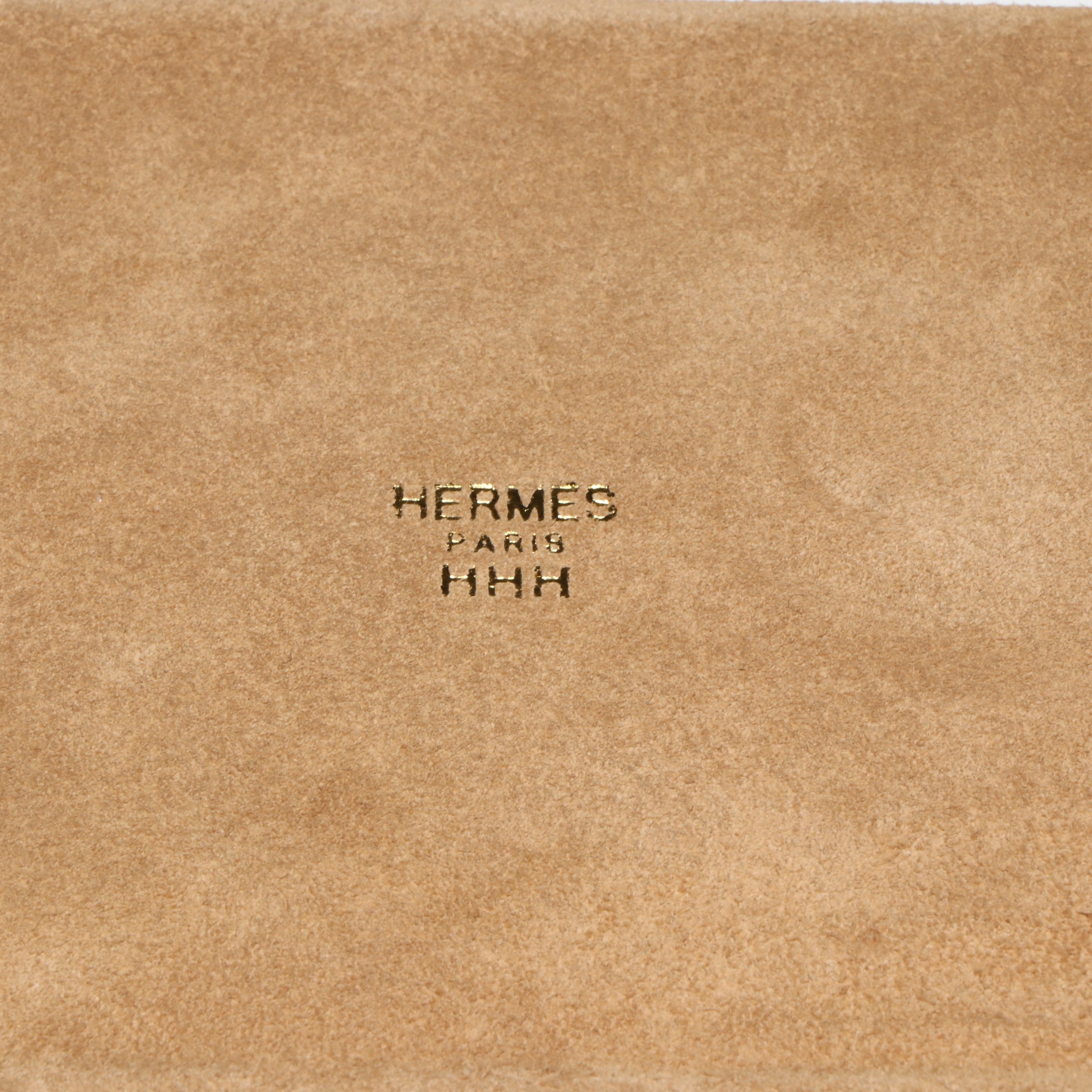 Hermès "Chat Carre" Porcelain and Velvet Goatskin Change Tray