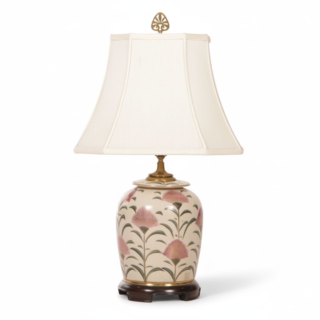 Wildwood Lamps Hand-Painted Floral Porcelain Ginger Jar Table Lamp