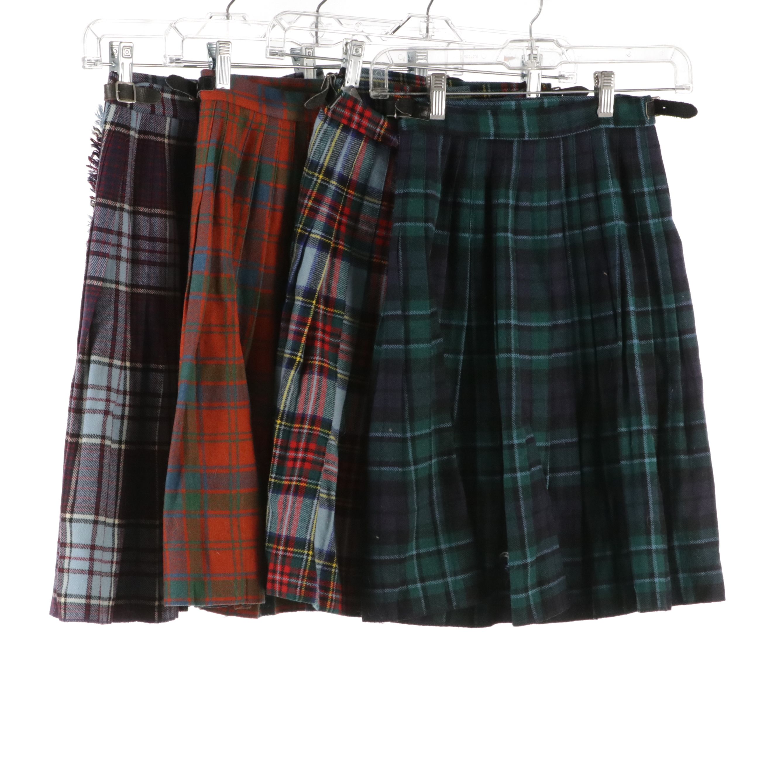 Laird-Portch of Scotland Vintage Colorful Tartan Wool Pleated Skirts
