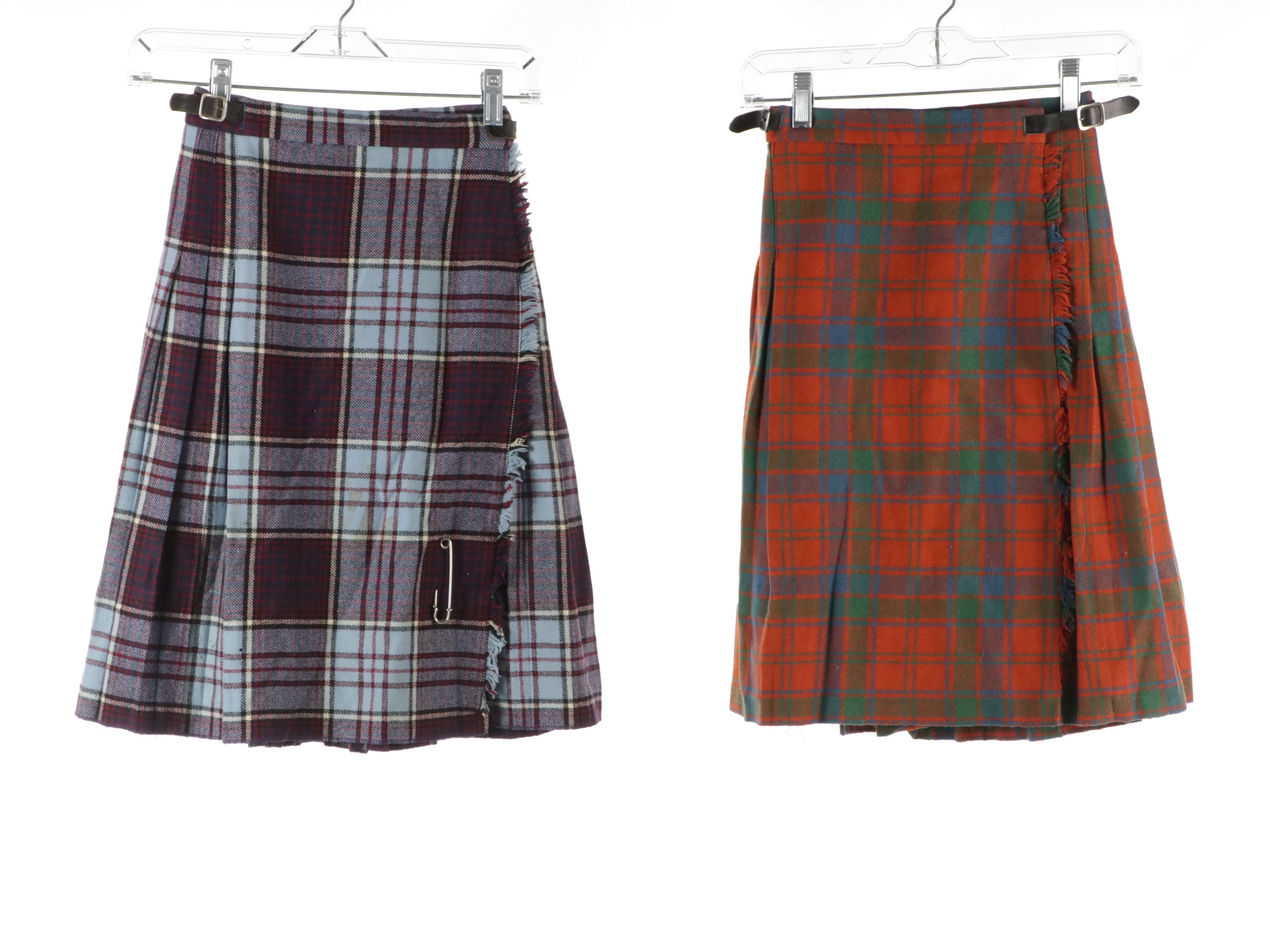 Laird-Portch of Scotland Vintage Colorful Tartan Wool Pleated Skirts