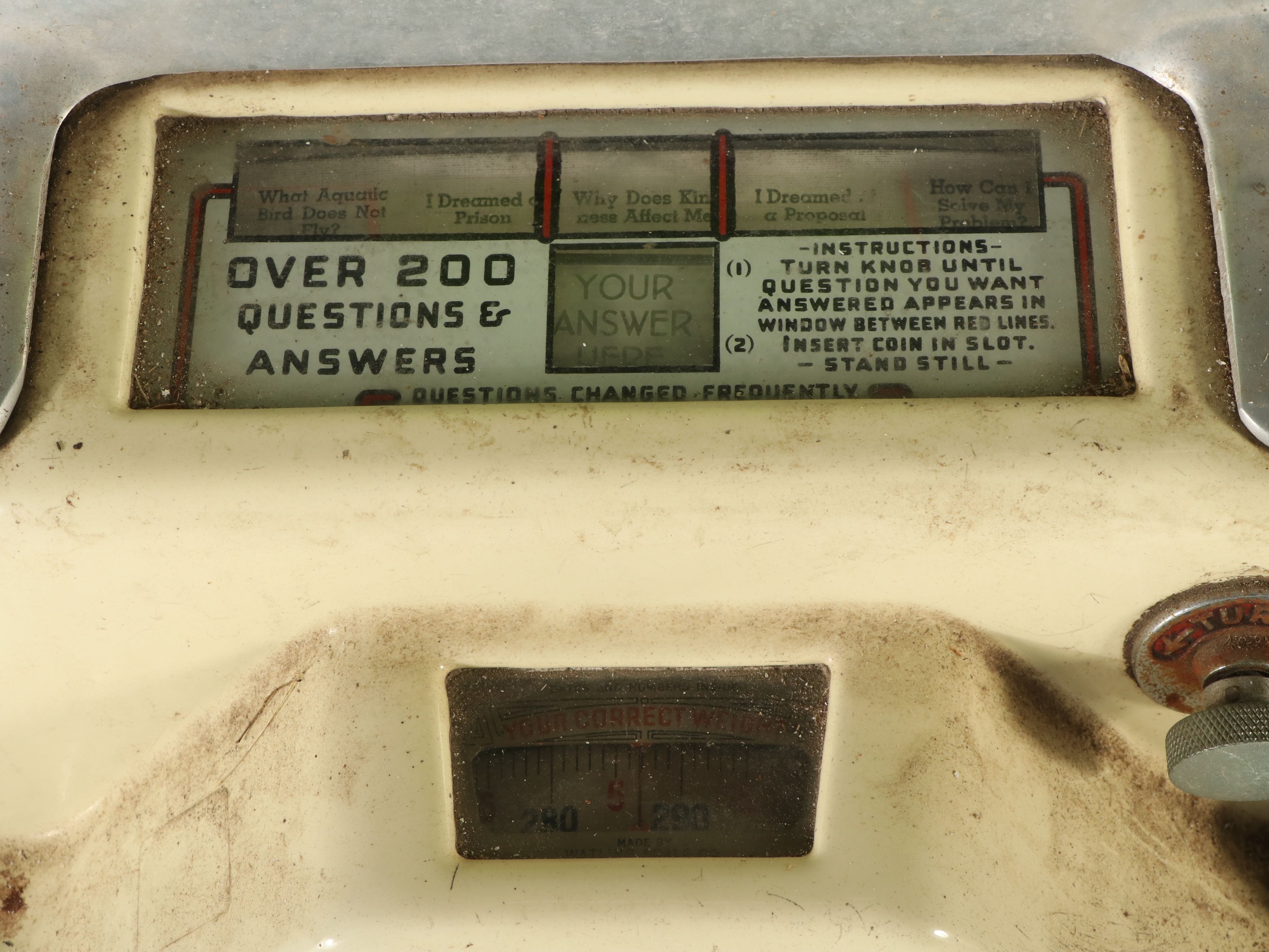 Watling "How Much Do You Weigh" Fortune Telling Scale, Mid-20th Century