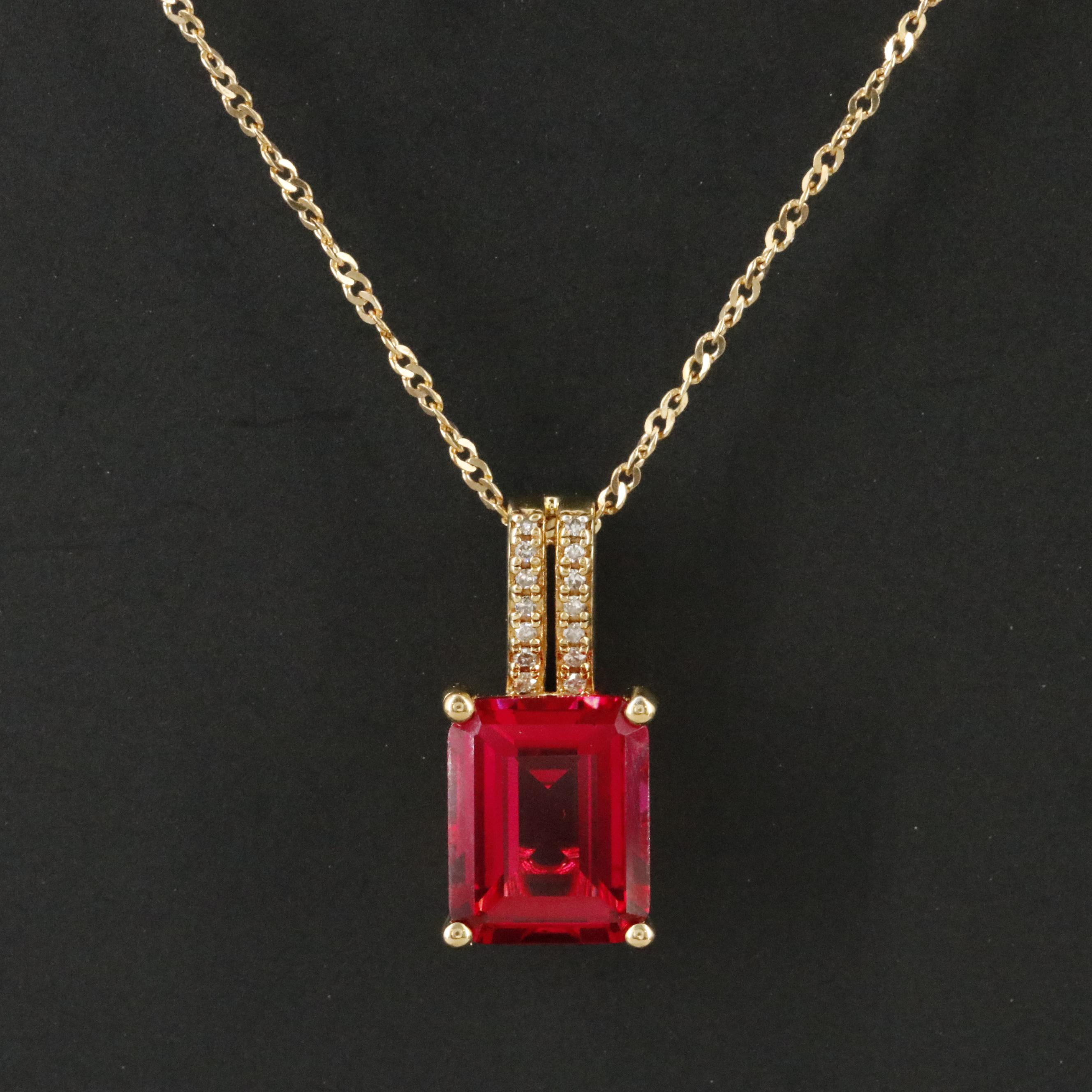 Sterling Ruby and Diamond Pendant Necklace