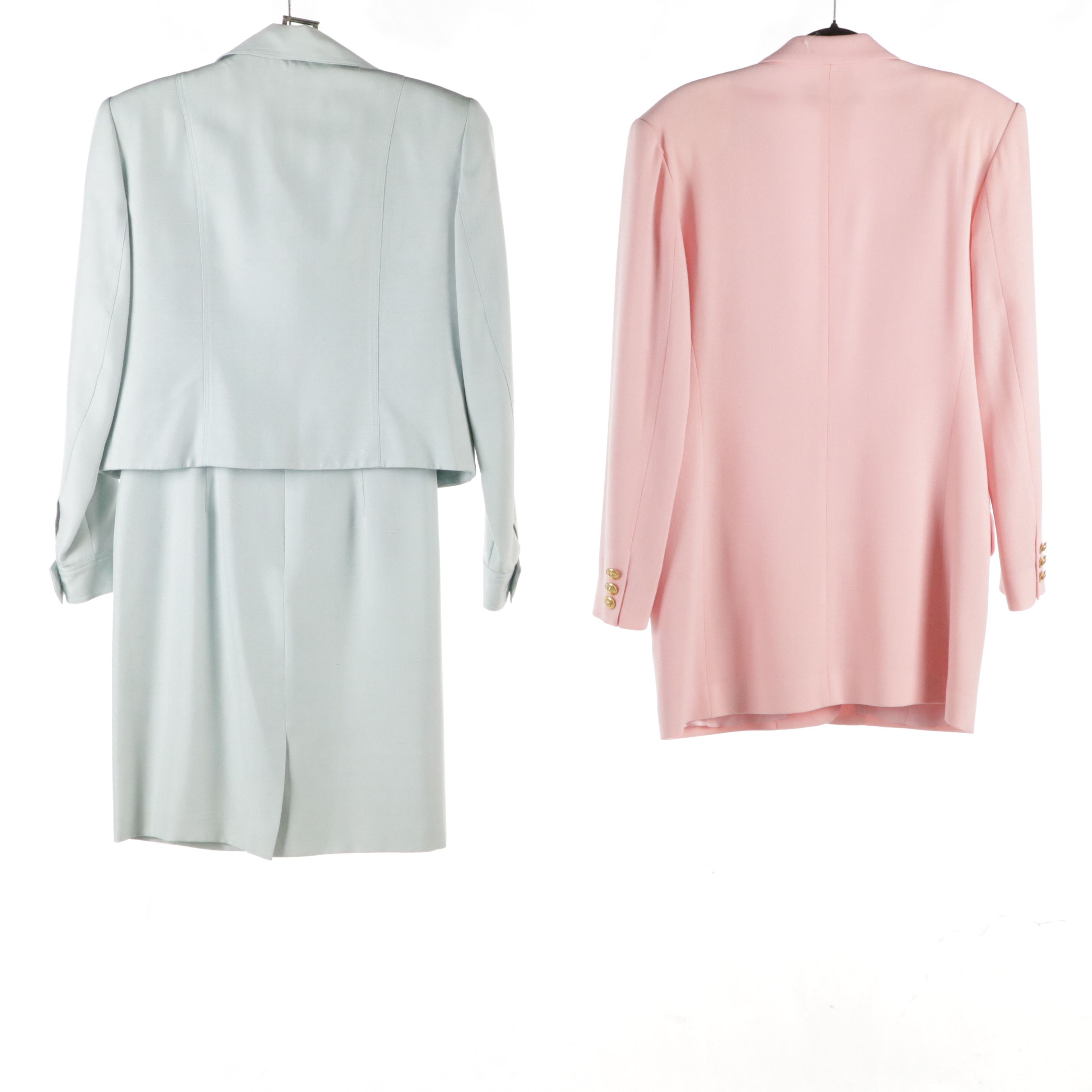 Tahari Blue Silk Sleeveless Dress & Jacket W Adrienne Vittadini Pink Wool Blazer