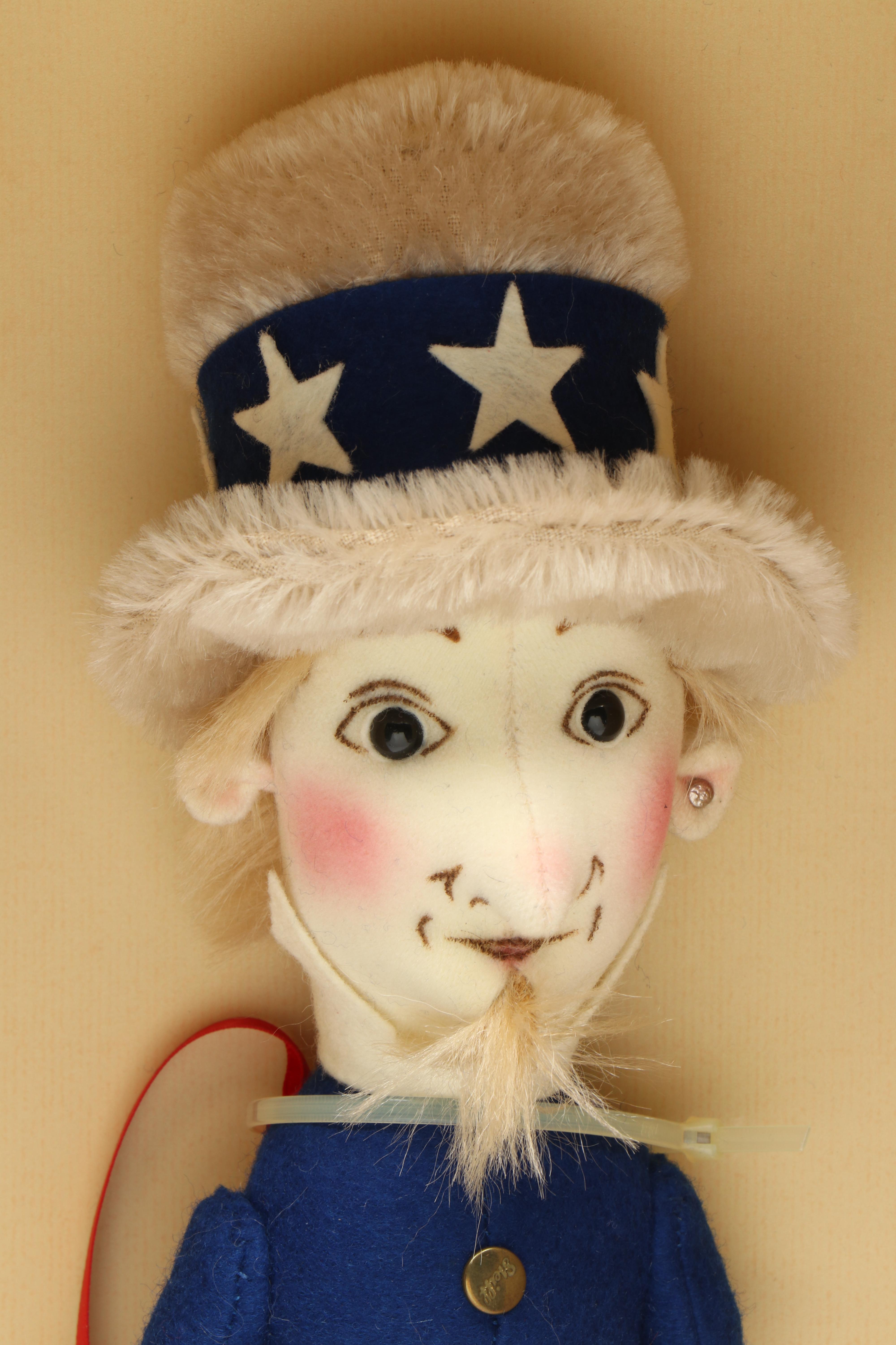 Steiff "Uncle Sam" Felt Wood Doll with Applause "Sam The Olympic Eagle" Doll
