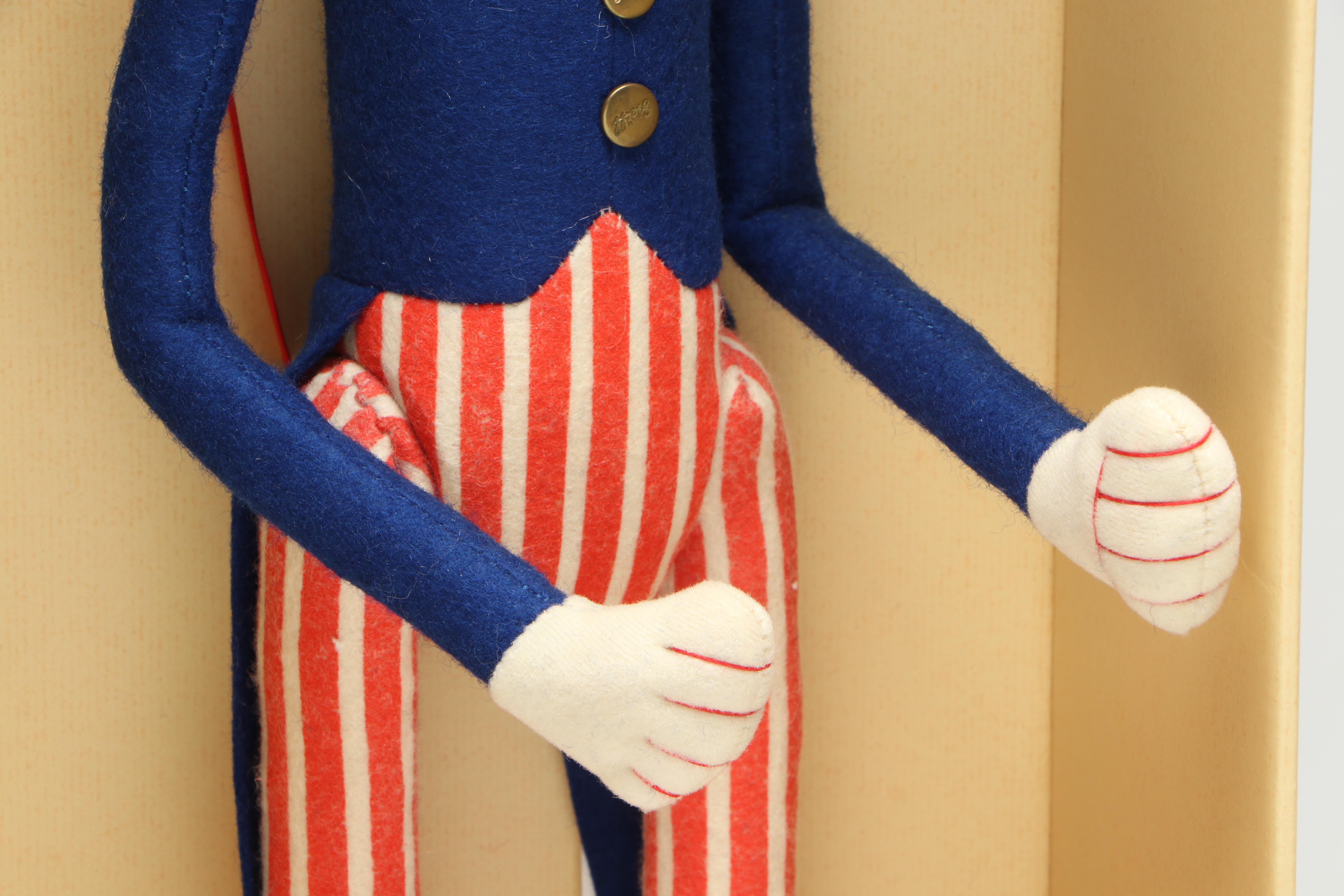Steiff "Uncle Sam" Felt Wood Doll with Applause "Sam The Olympic Eagle" Doll