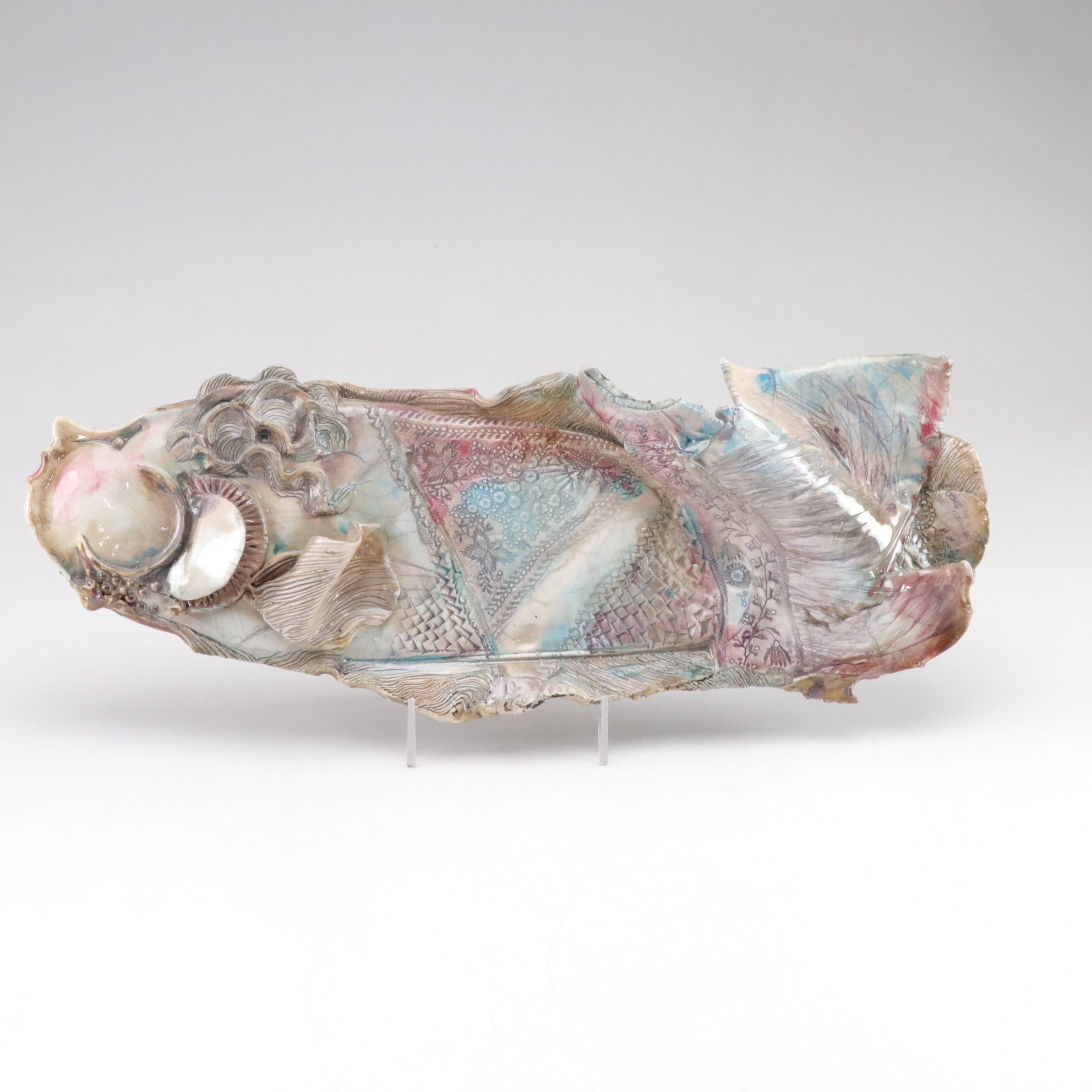 Abstract Glossy Luster Studio Pottery Wall Sculpture, Manner of Gail Markiewicz